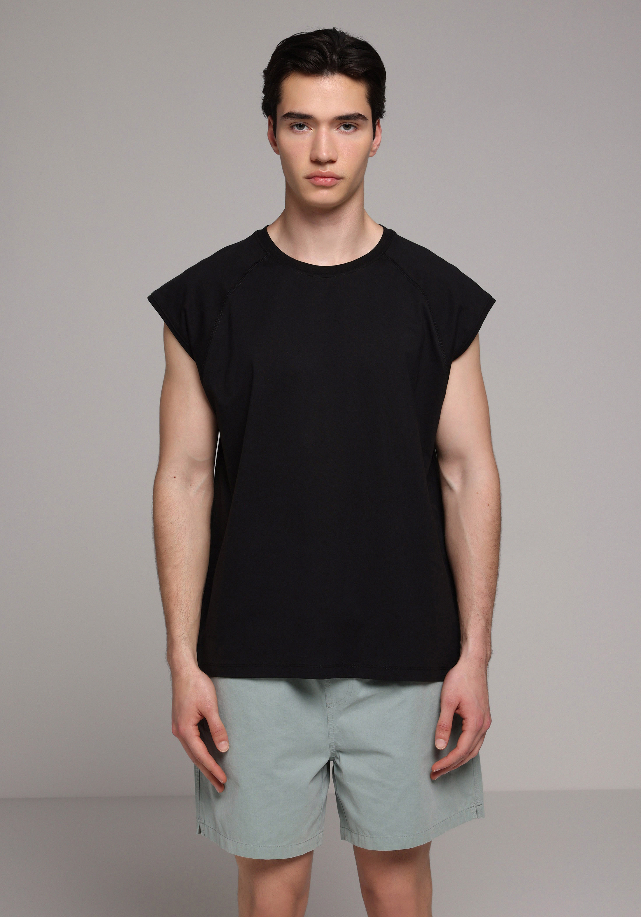 Boxy Fit   Erkek Siyah Atlet