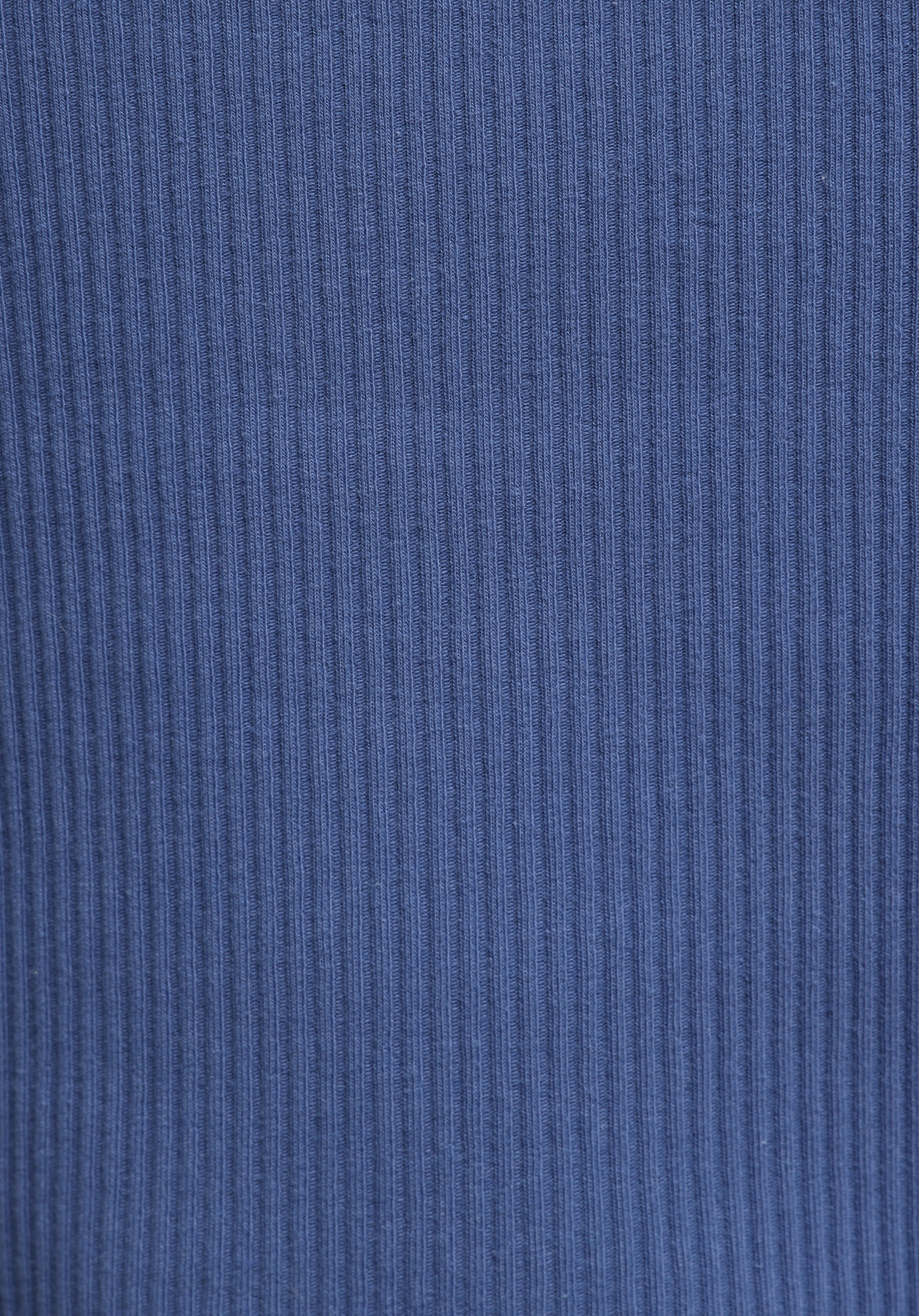 Slim Fit V Yaka Düz Kadın Mavi Kısa Kol Tişört