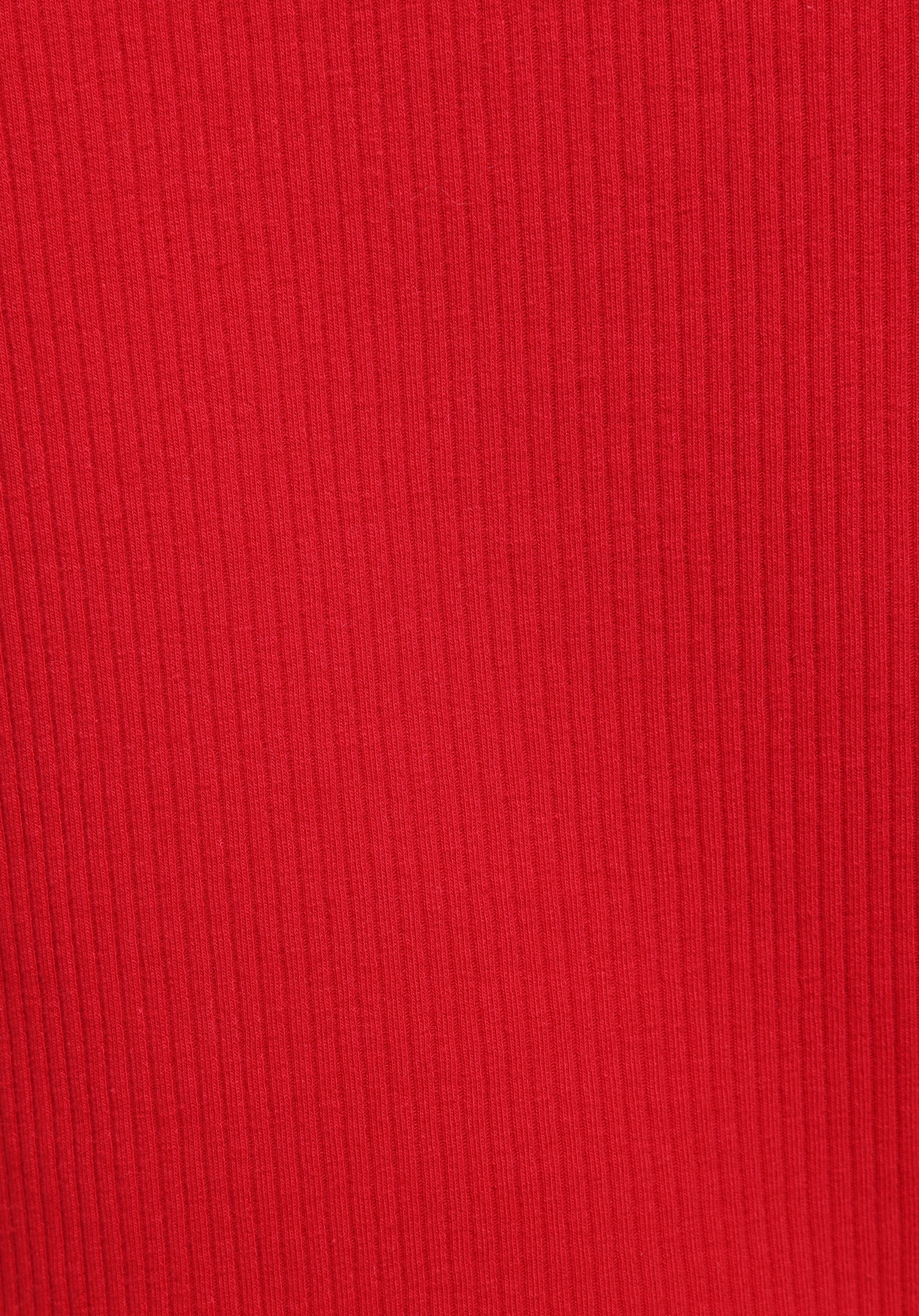 Slim Fit Yuvarlak Yaka Düz Kadın Kirmizi Kısa Kol Tişört