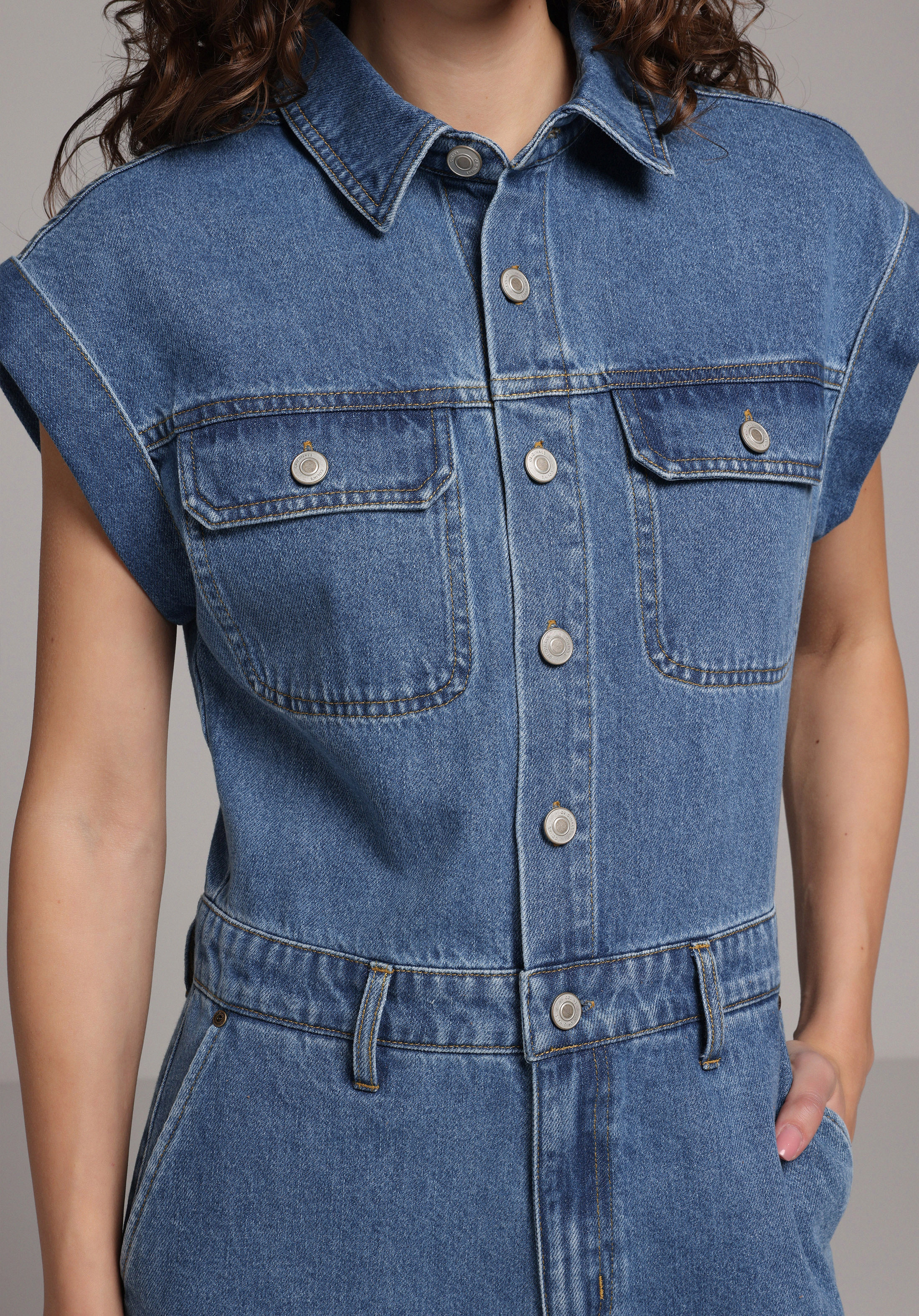 Regular Fit  Düz Kadın Mid İndigo Denim Jean Şort
