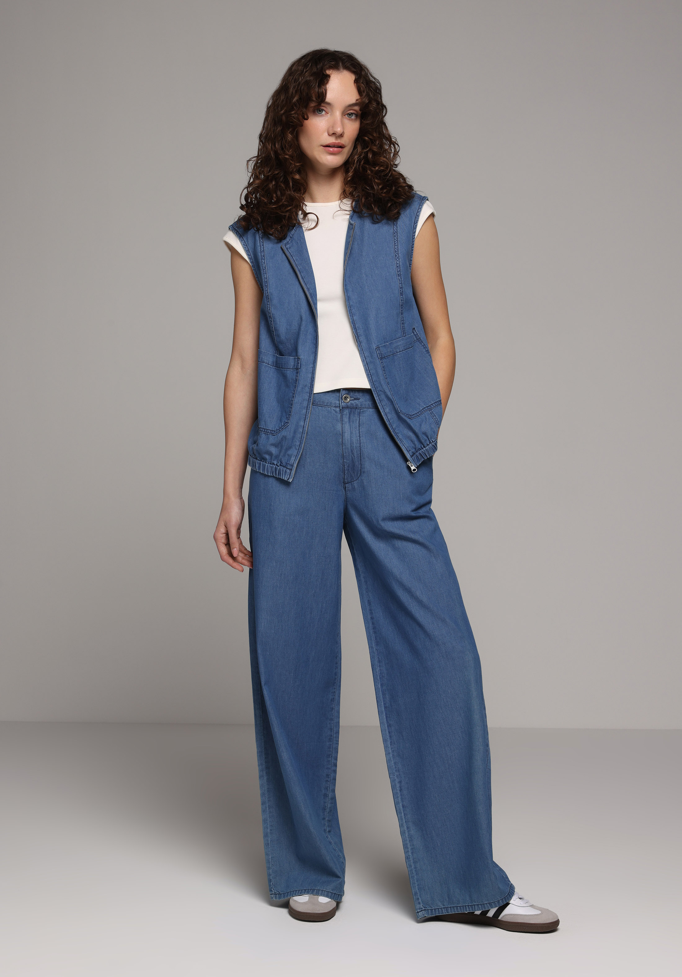 Regular Fit     Kadın Mid İndigo Denim Yelek