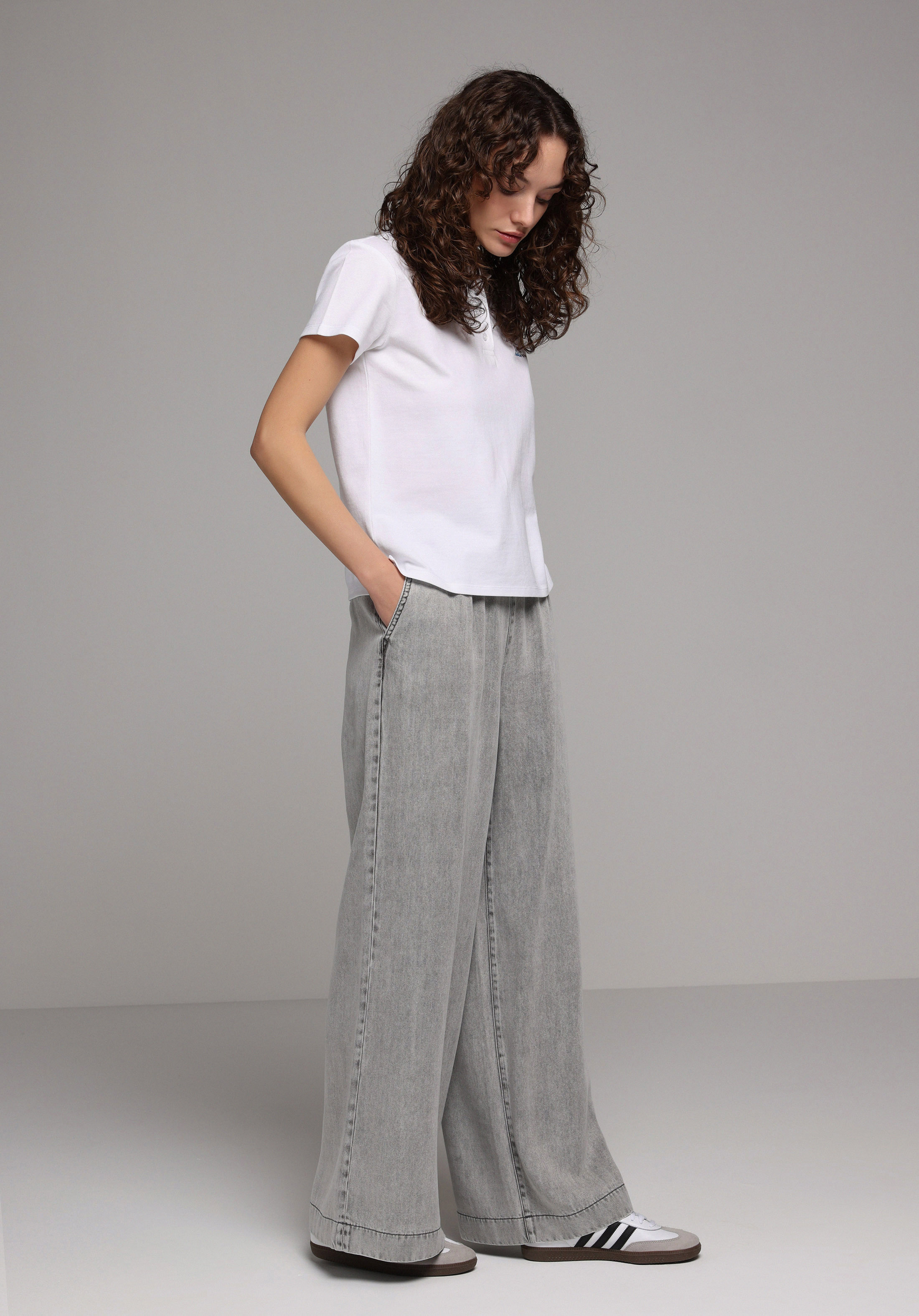 Loose Fit   Kadın Grey Denim Jean Pantolon