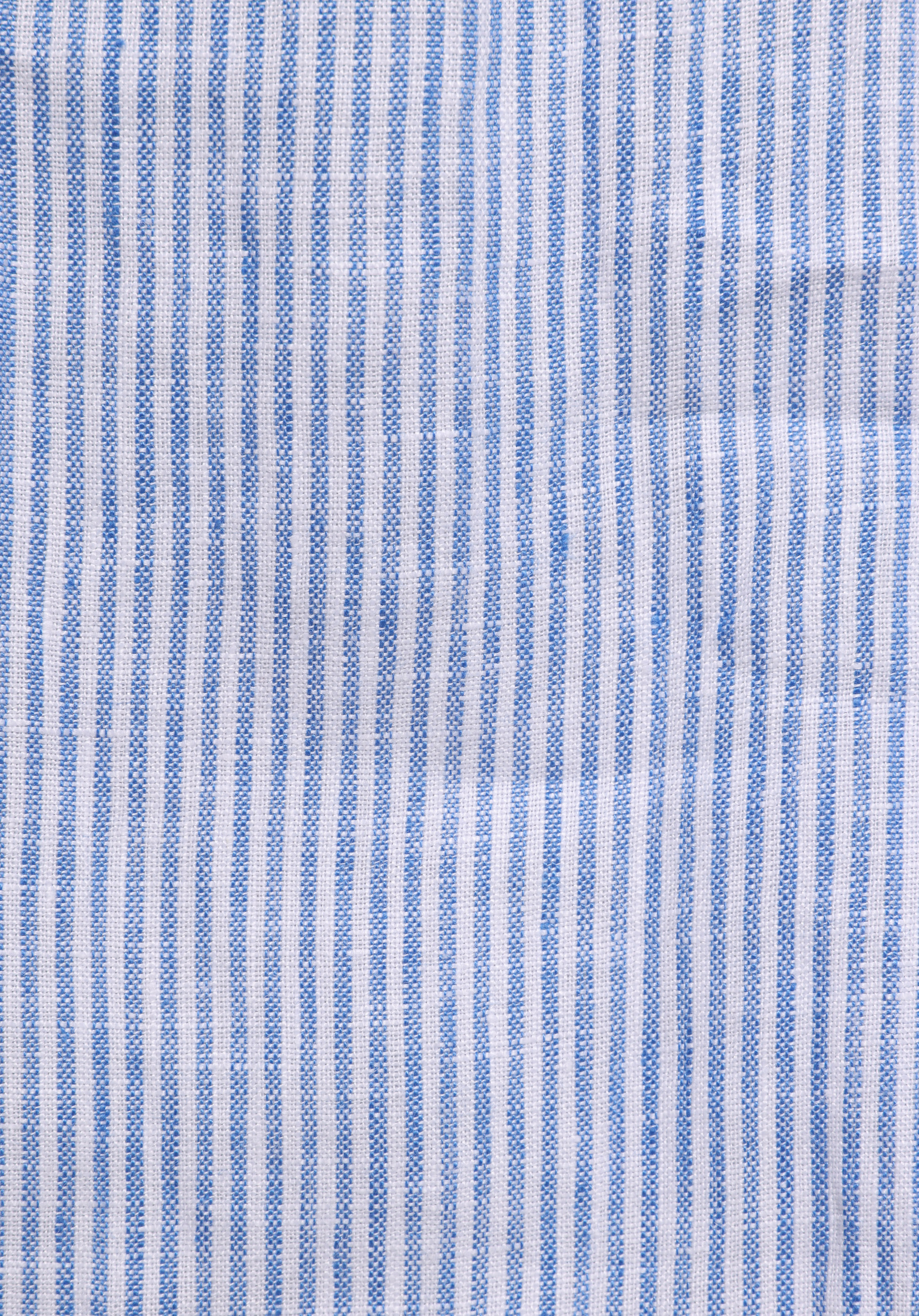 Fashion Fit Shirt Neck Çizgili Kadın Mavi Uzun Kol Gömlek
