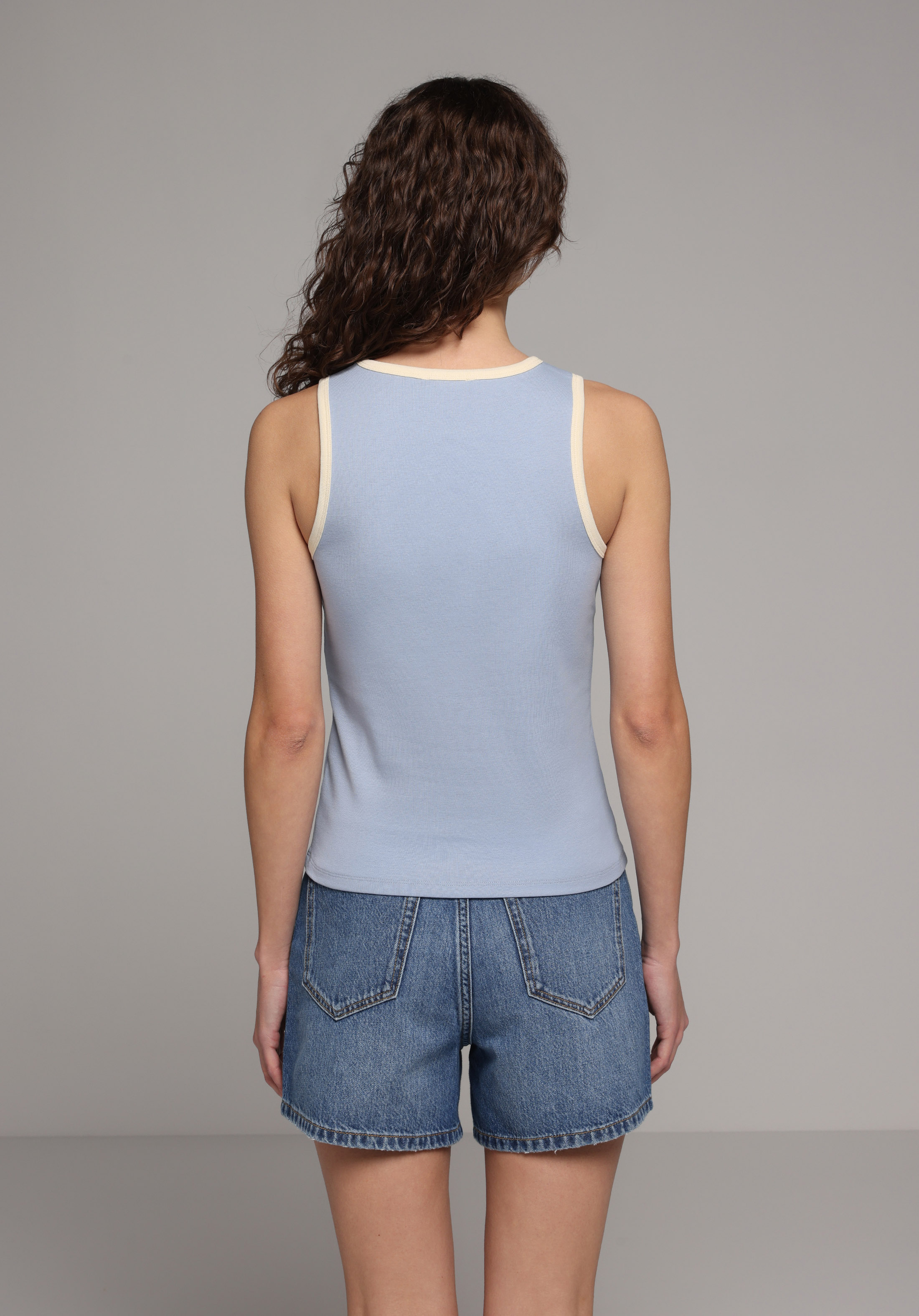 Slim Fit   Kadın Mavi Atlet