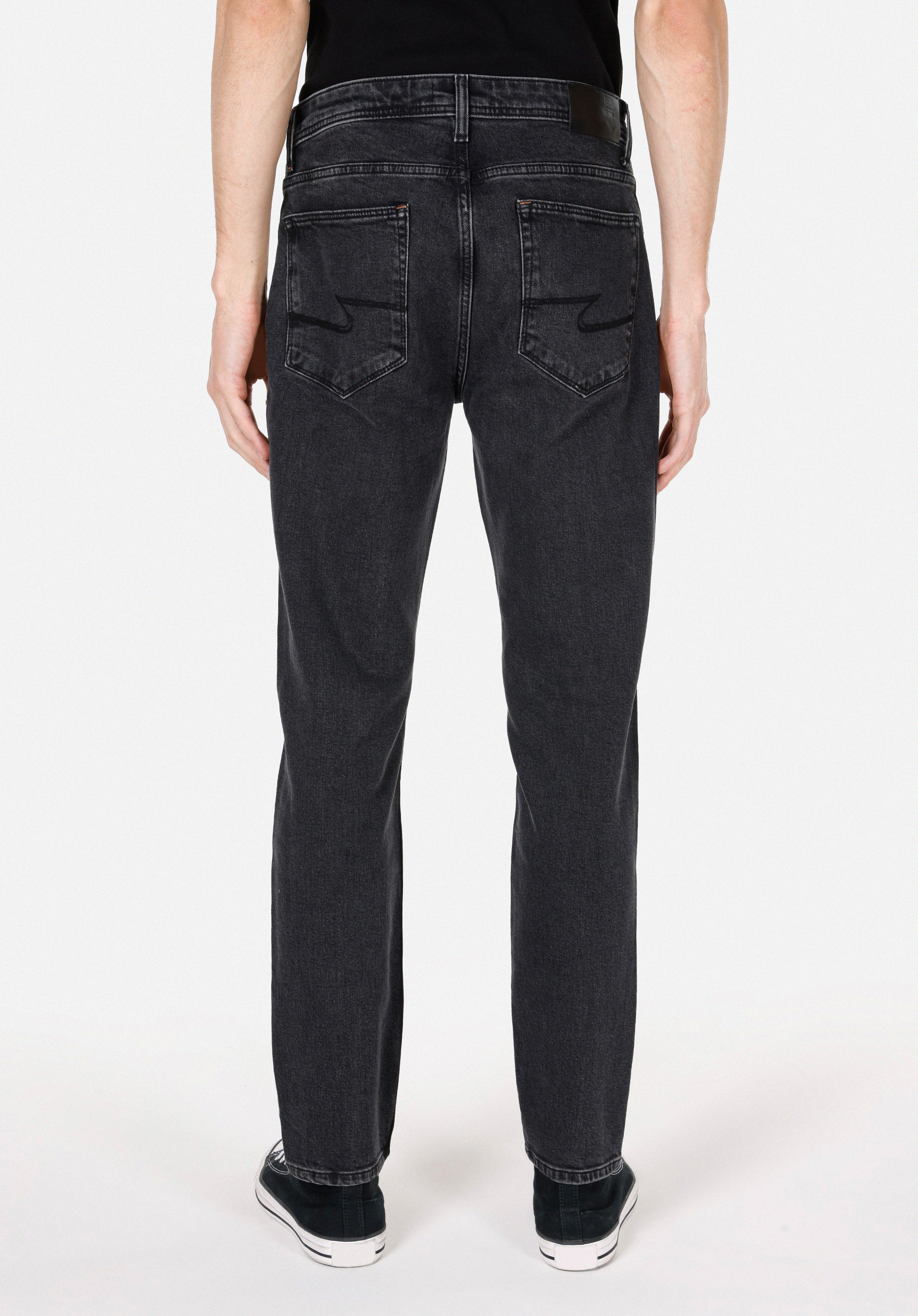 Regular Fit Orta Bel Daralan Paça Erkek Black Denim Jean Pantolon