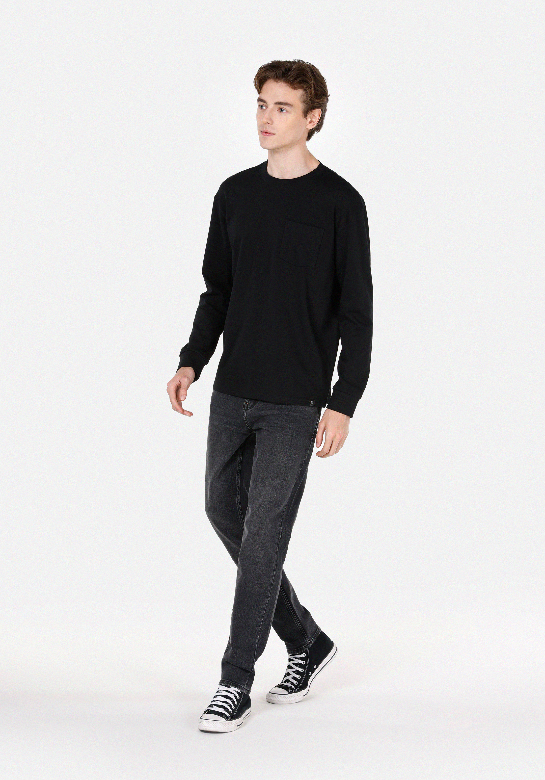 Regular Fit Orta Bel Daralan Paça Erkek Black Denim Jean Pantolon