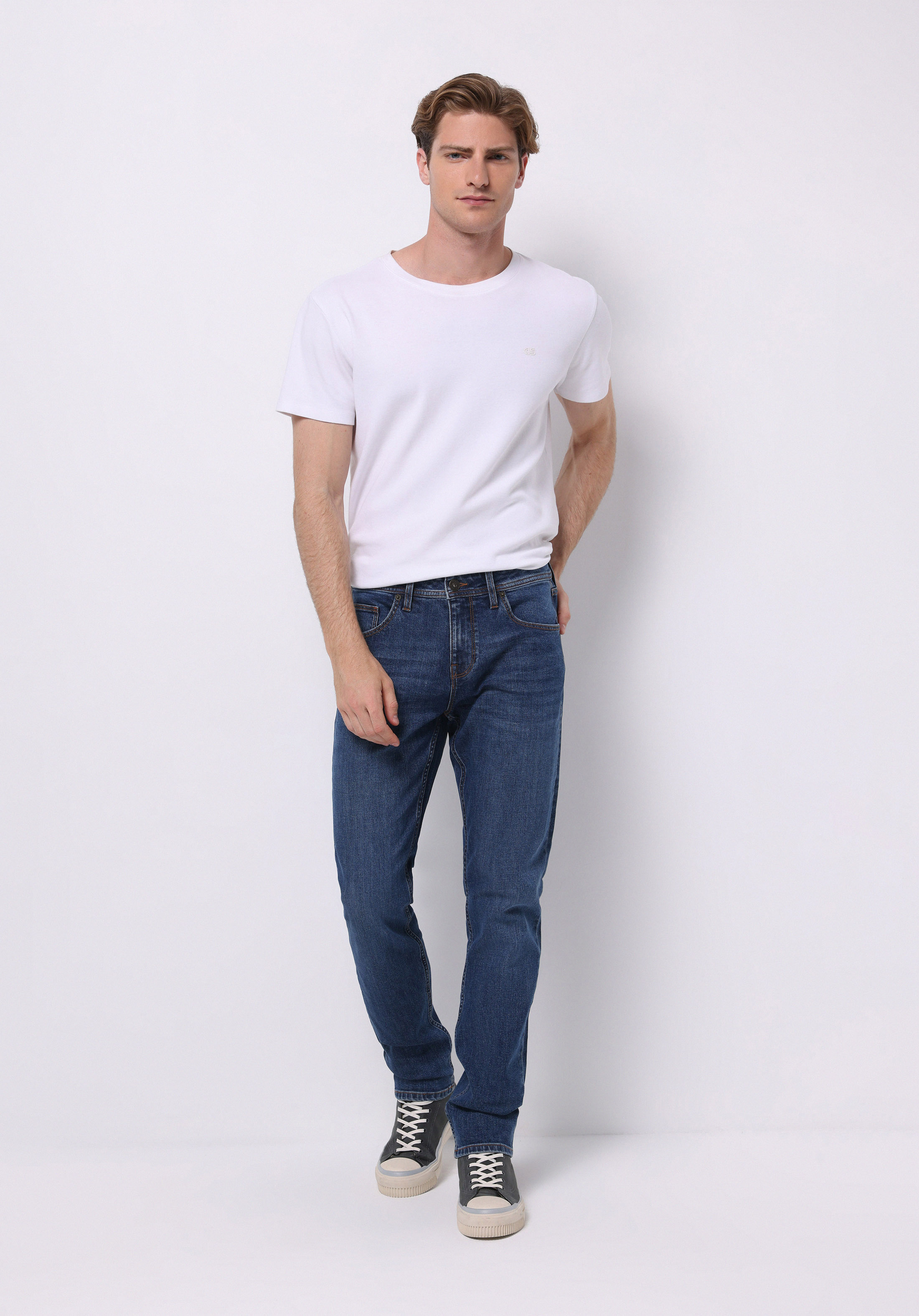 Straight Fit Düşük Bel Düz Paça Erkek Mid İndigo Denim Jean Pantolon