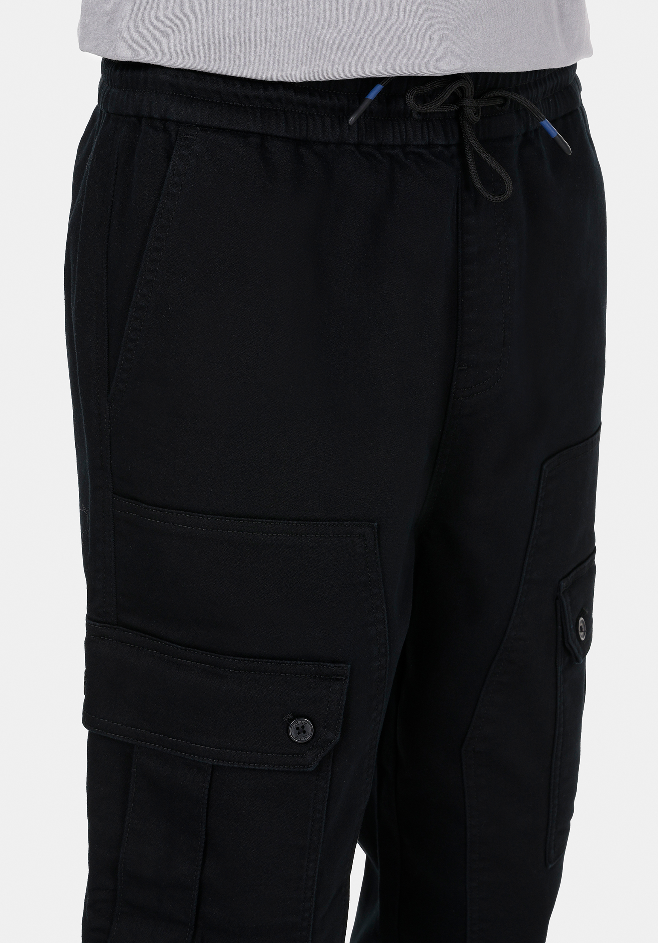 Slim Fit Orta Bel Lastikli Paça Erkek Siyah  Pantolon
