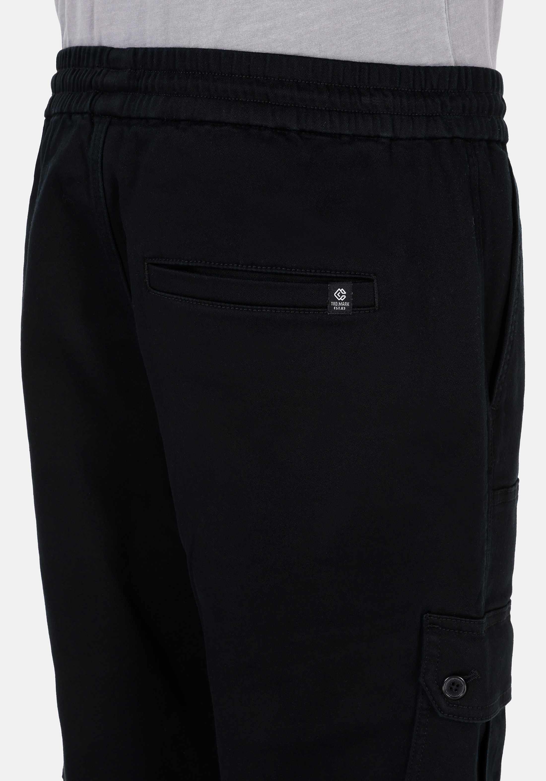 Slim Fit Orta Bel Lastikli Paça Erkek Siyah  Pantolon