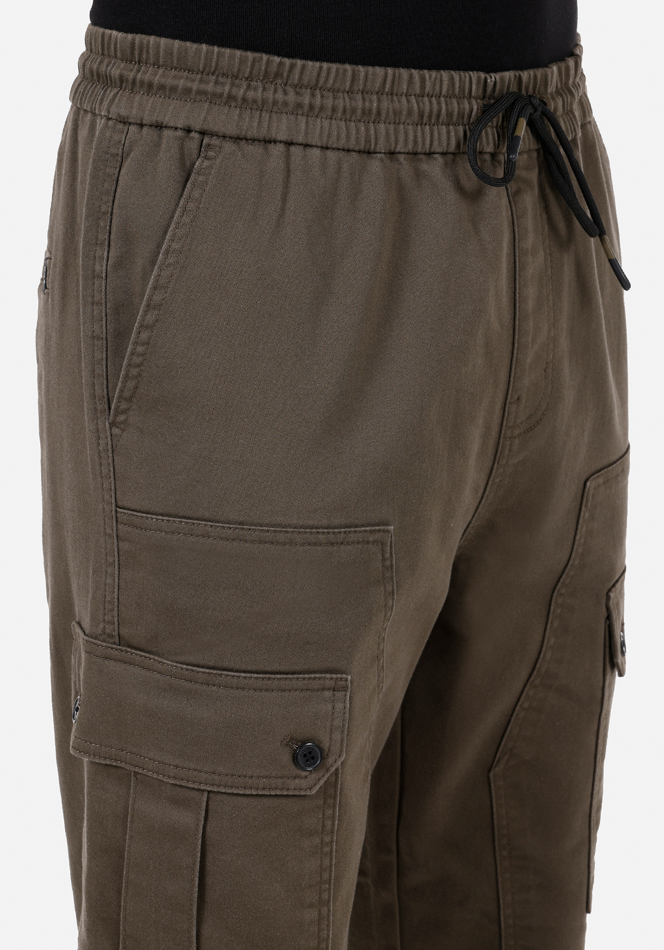 Slim Fit Orta Bel Lastikli Paça Erkek Yeşil  Pantolon