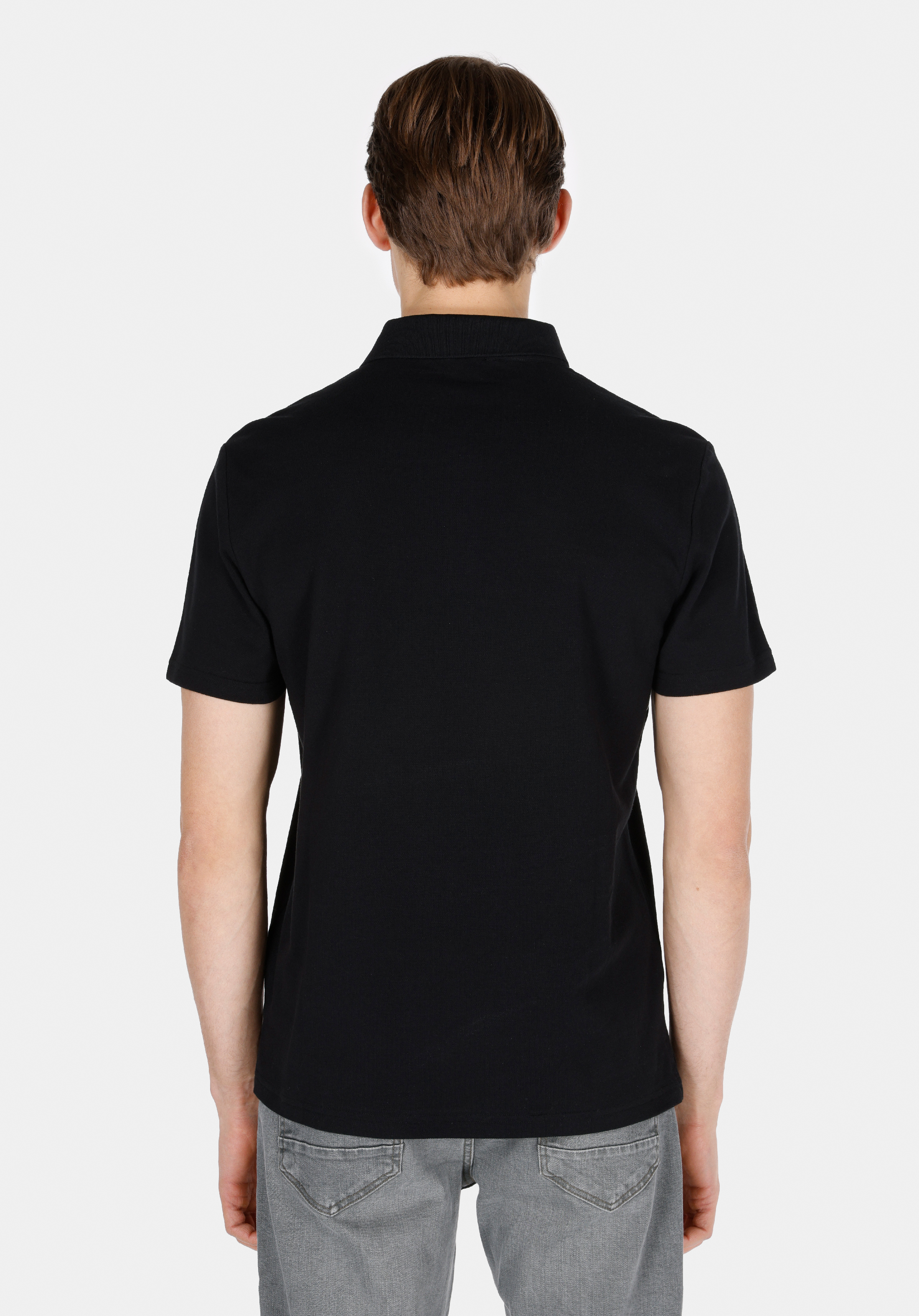 Regular Fit Polo Yaka Düz Erkek Siyah Kısa Kol Tişört