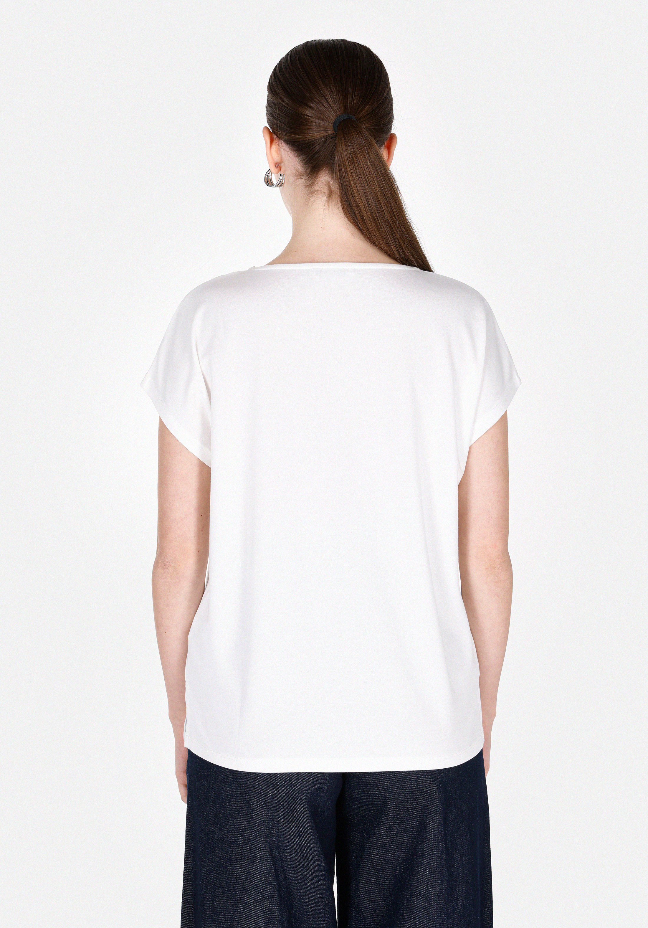 Regular Fit Yuvarlak Yaka Düz Kadın Beyaz Kısa Kol Tişört