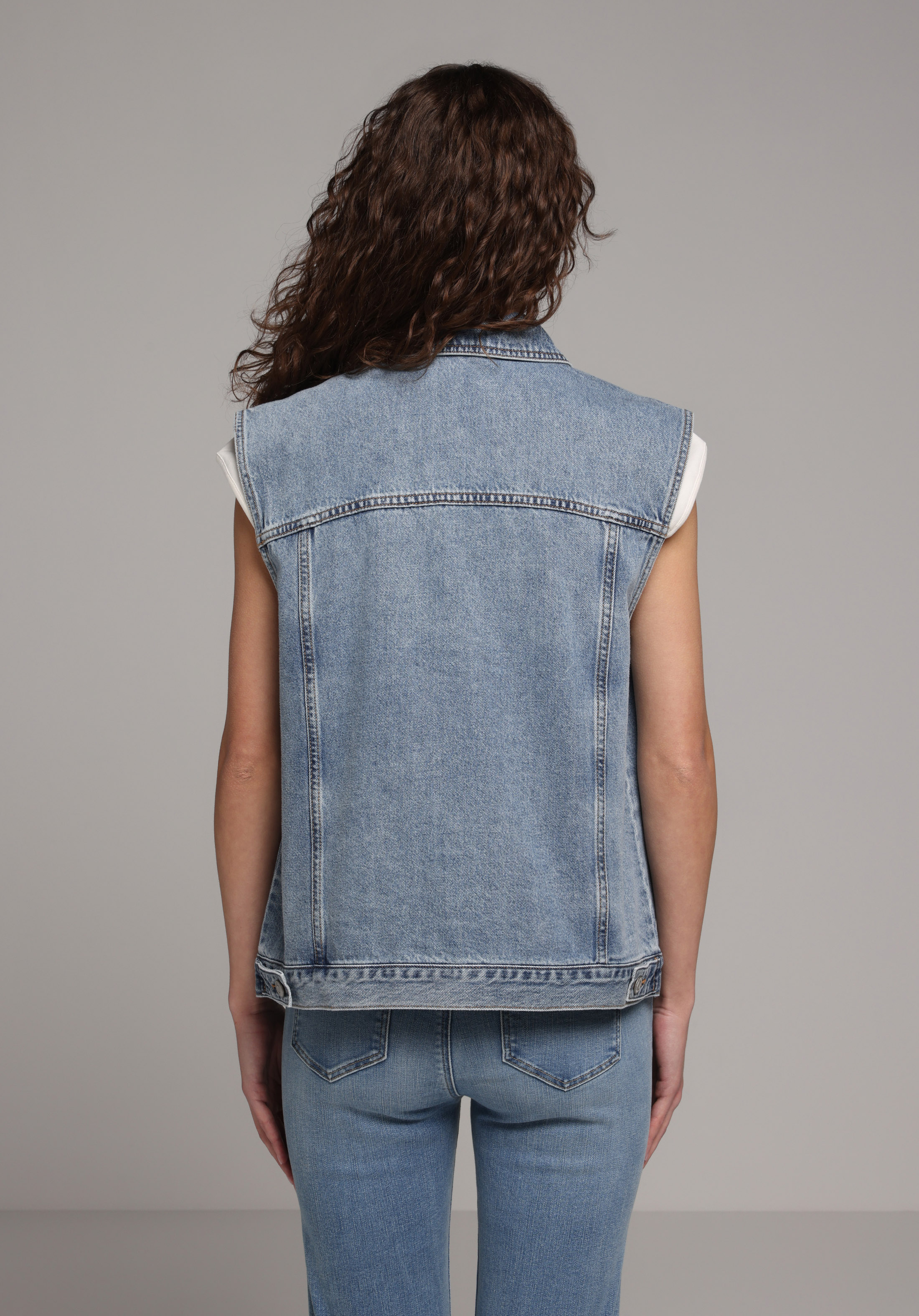 Oversize Fit     Kadın Light İndigo Denim Yelek