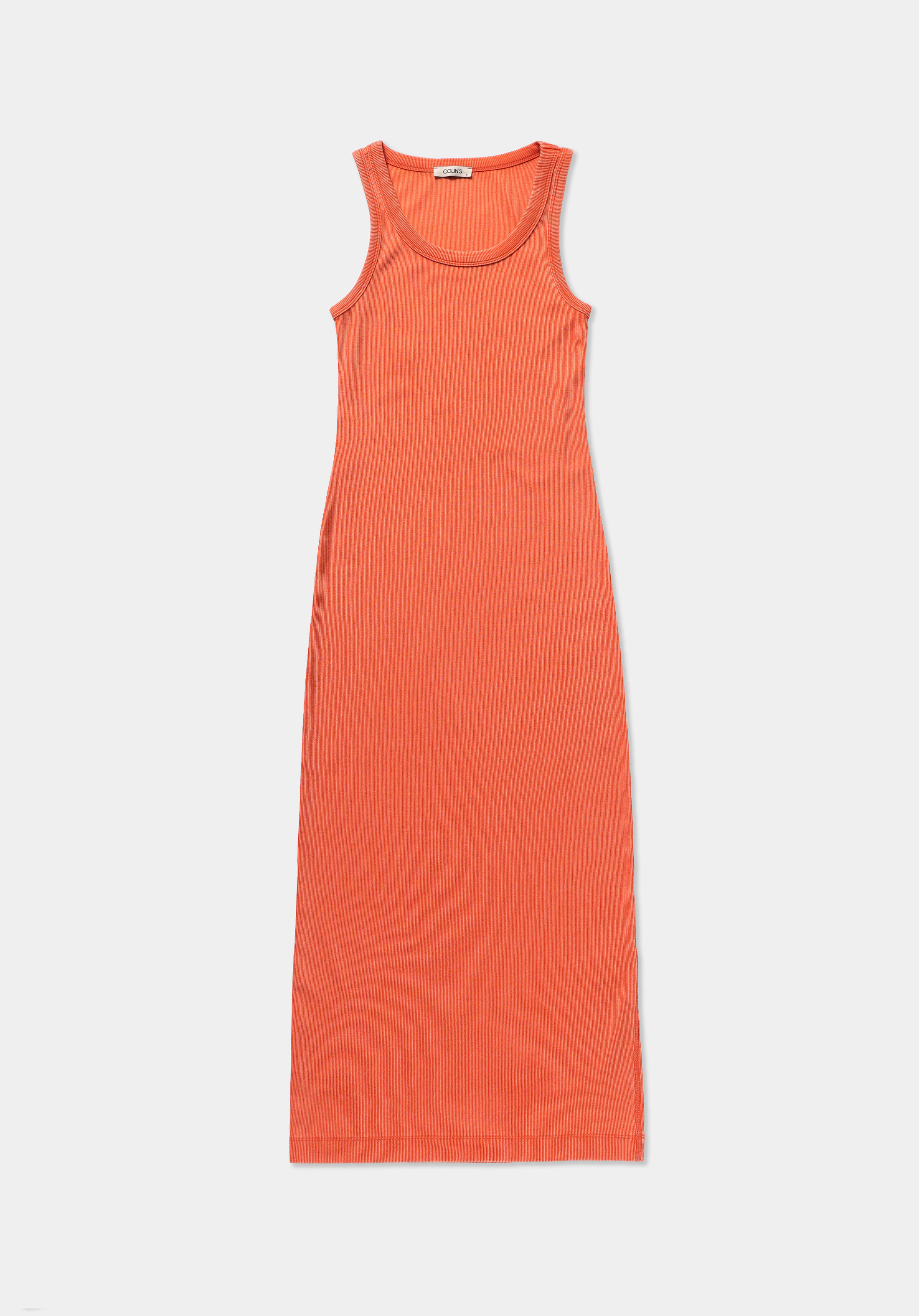 Slim Fit Düz Kadın Turuncu Kolsuz Elbise