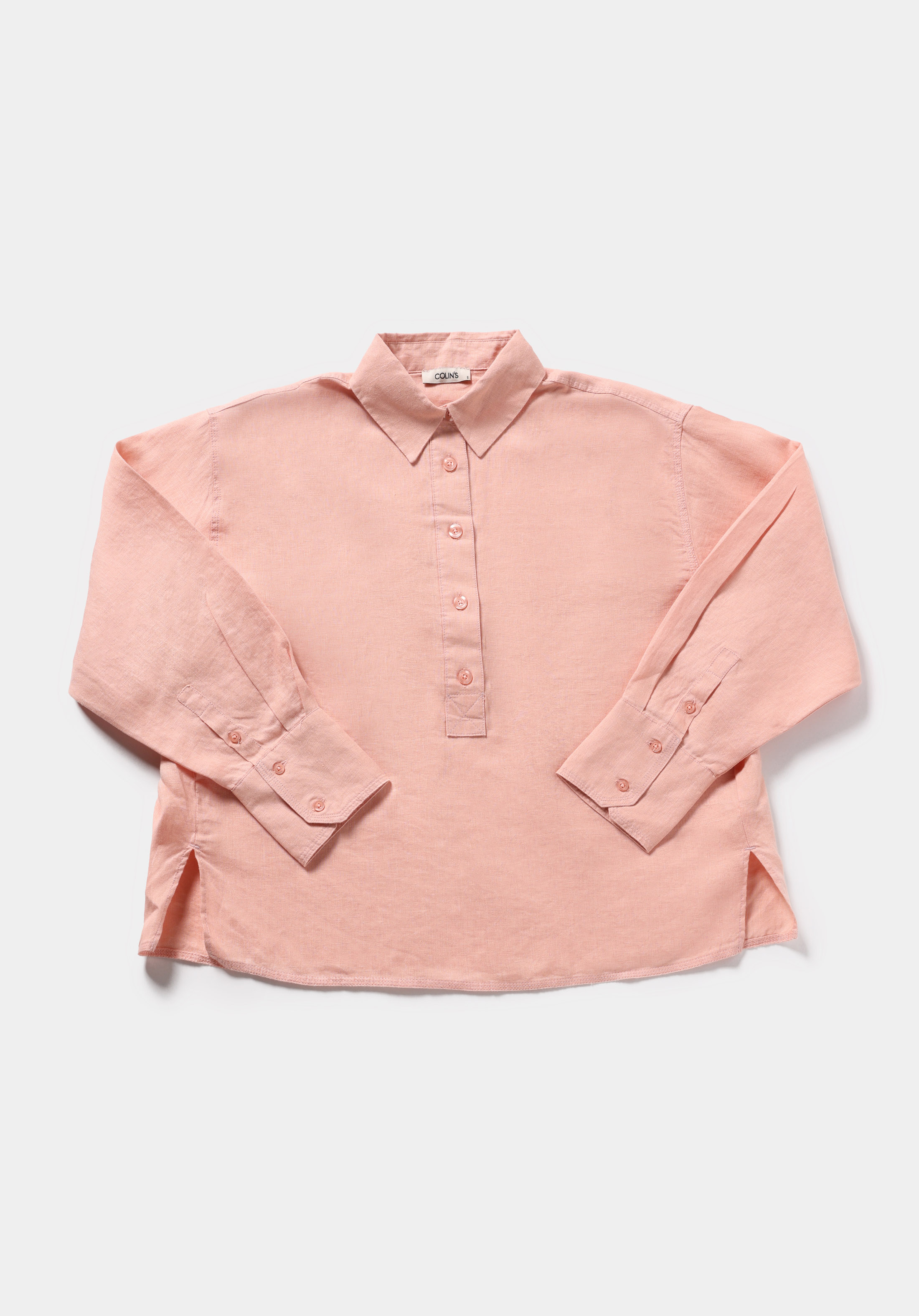 Fashion Fit Shirt Neck Düz Kadın Turuncu Uzun Kol Gömlek