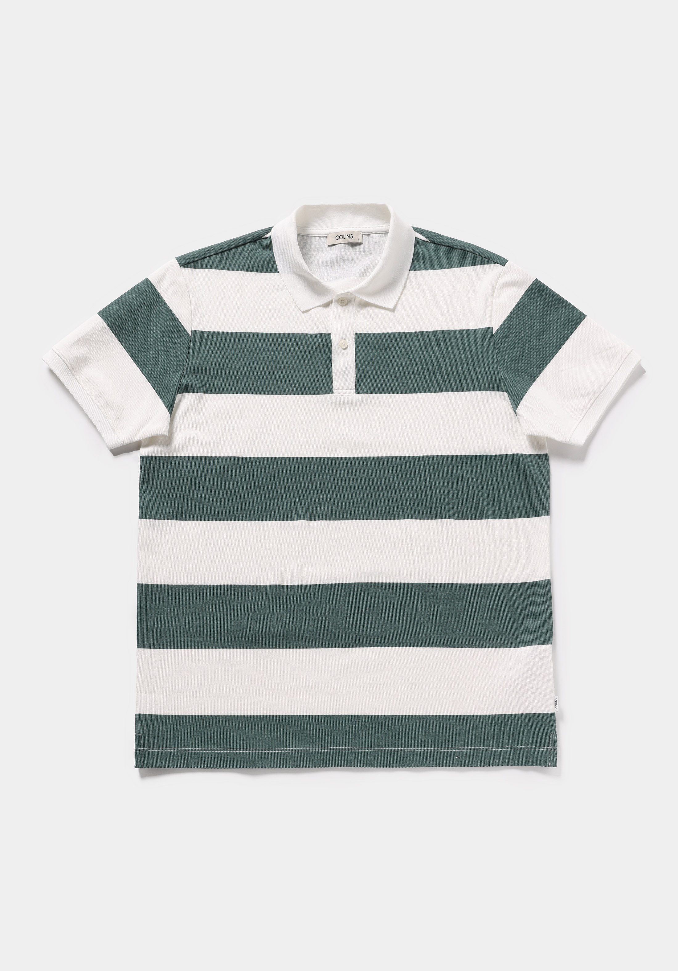 Regular Fit Polo Yaka Çizgili Erkek Yeşil Kısa Kol Tişört