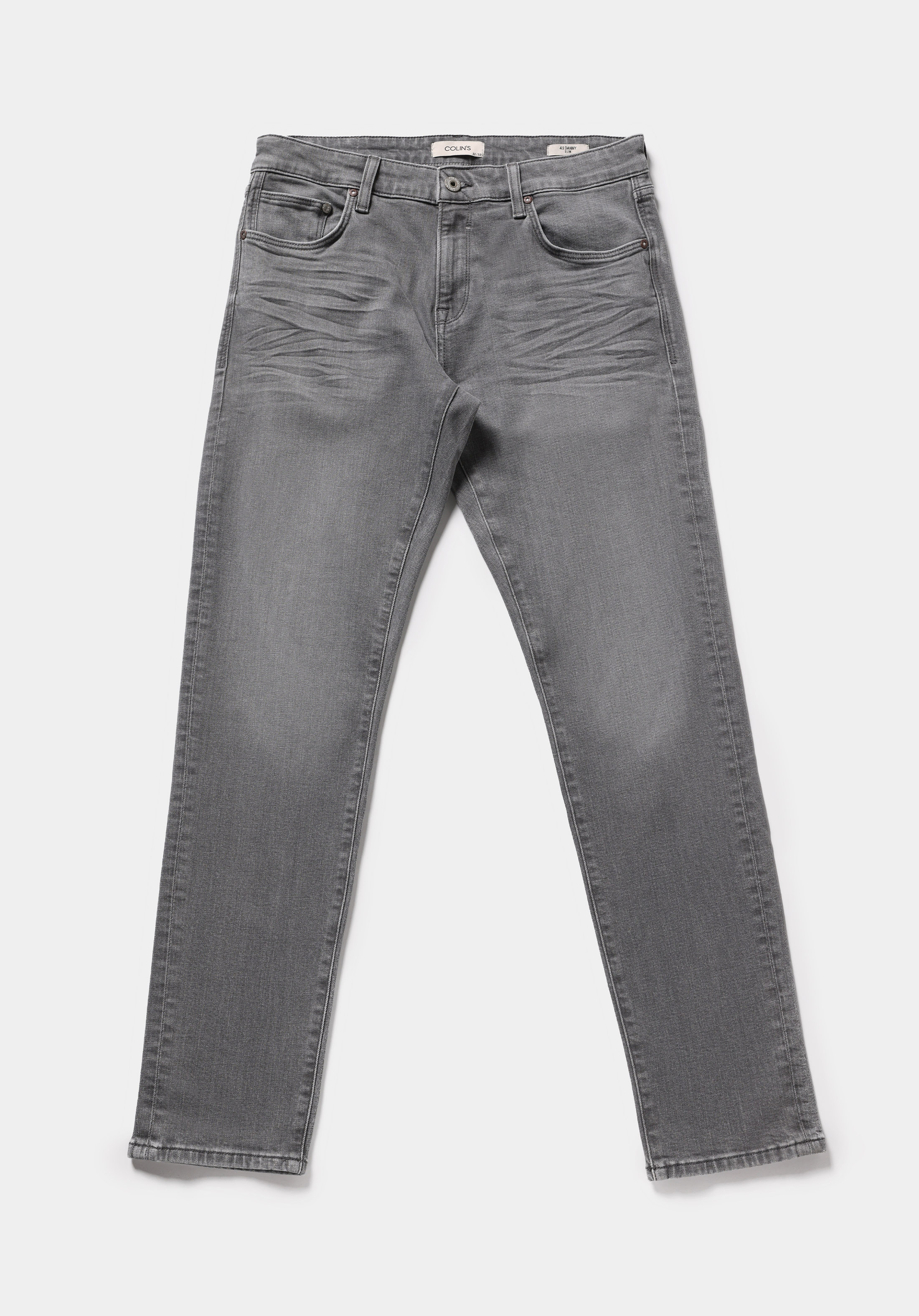 Slim Fit   Erkek Grey Denim Jean Pantolon