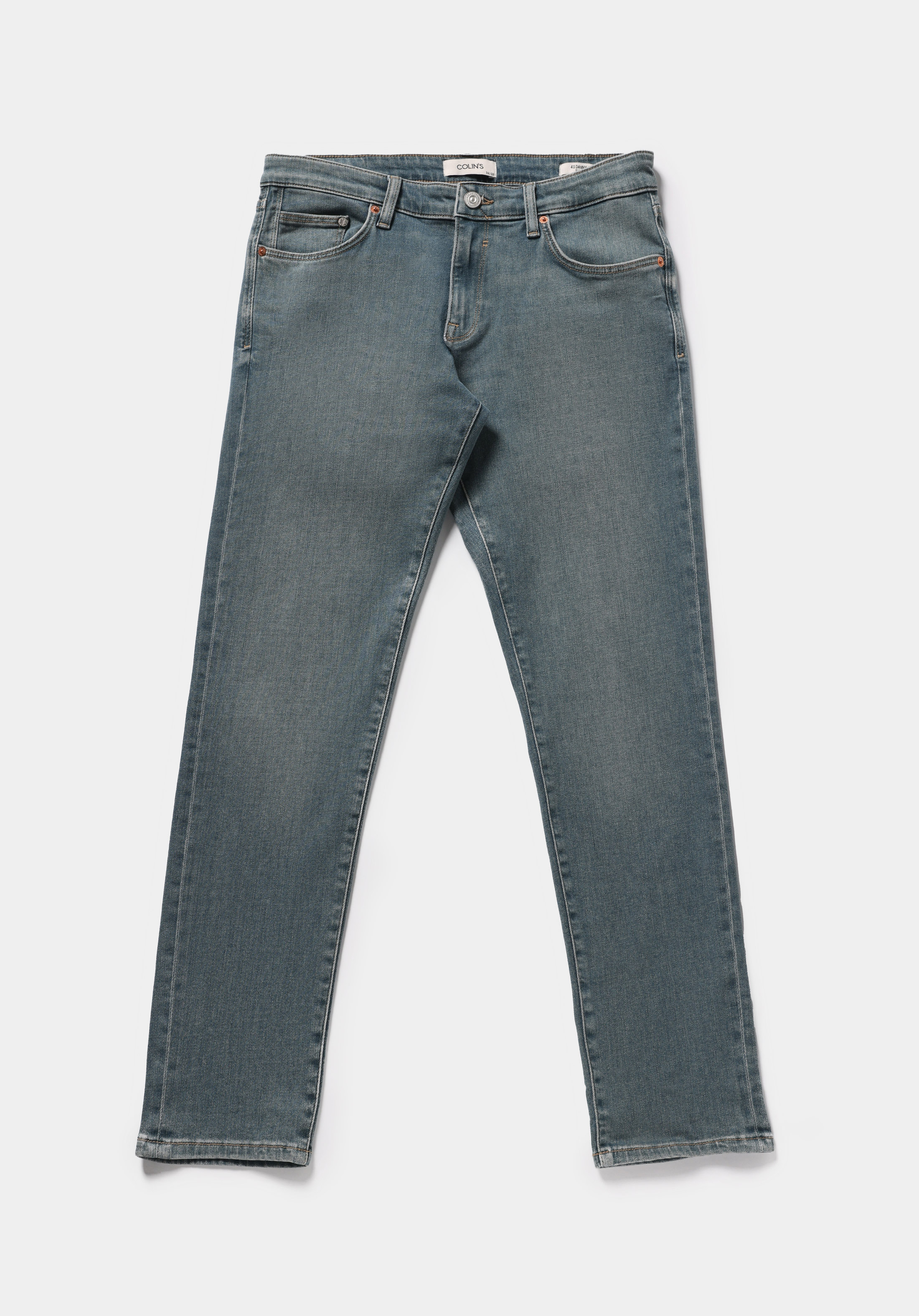 Slim Fit   Erkek Green Cast Denim Jean Pantolon