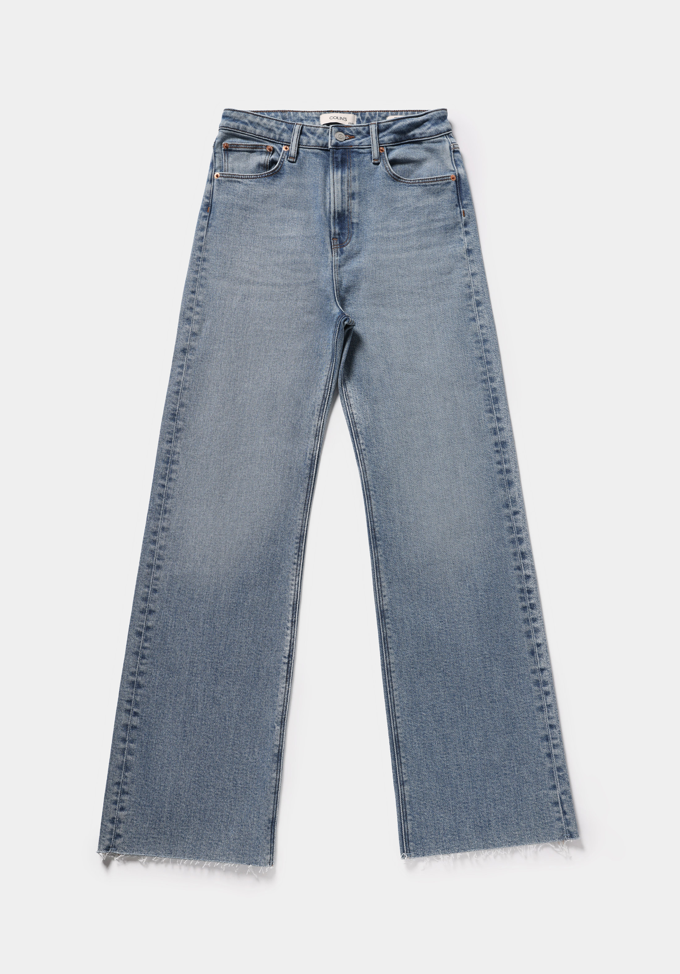 Straight Fit   Kadın Mid İndigo Denim Jean Pantolon
