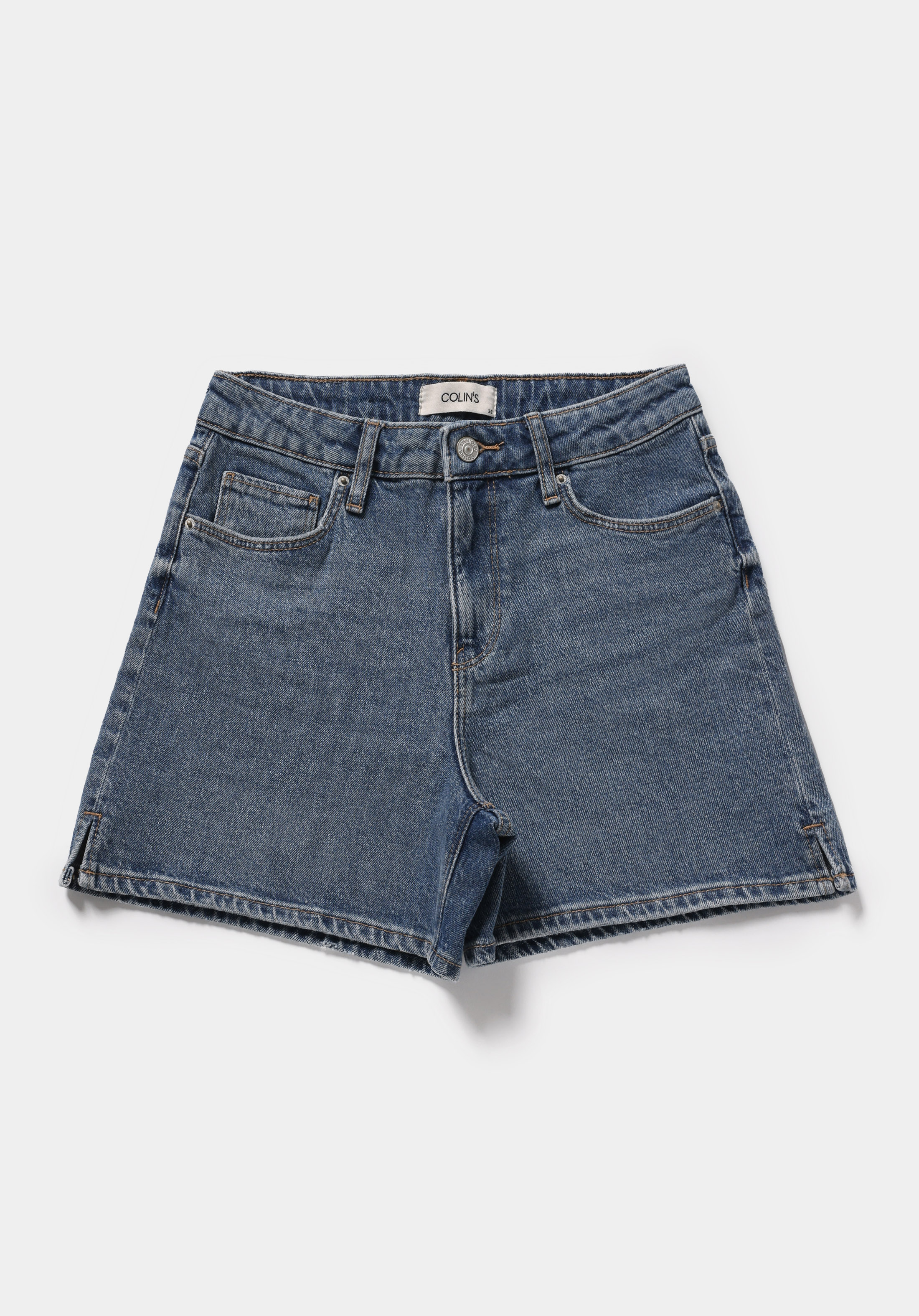 Regular Fit Yüksel Bel Düz Kadın Light İndigo Denim Jean Şort