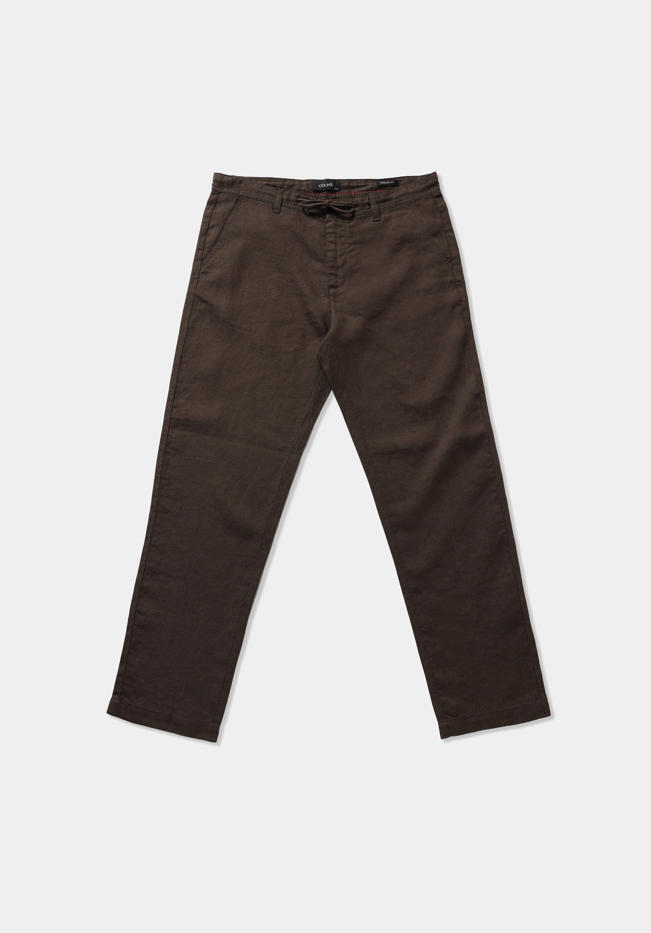 Regular Fit Orta Bel Düz Paça Erkek Kahverengi  Pantolon
