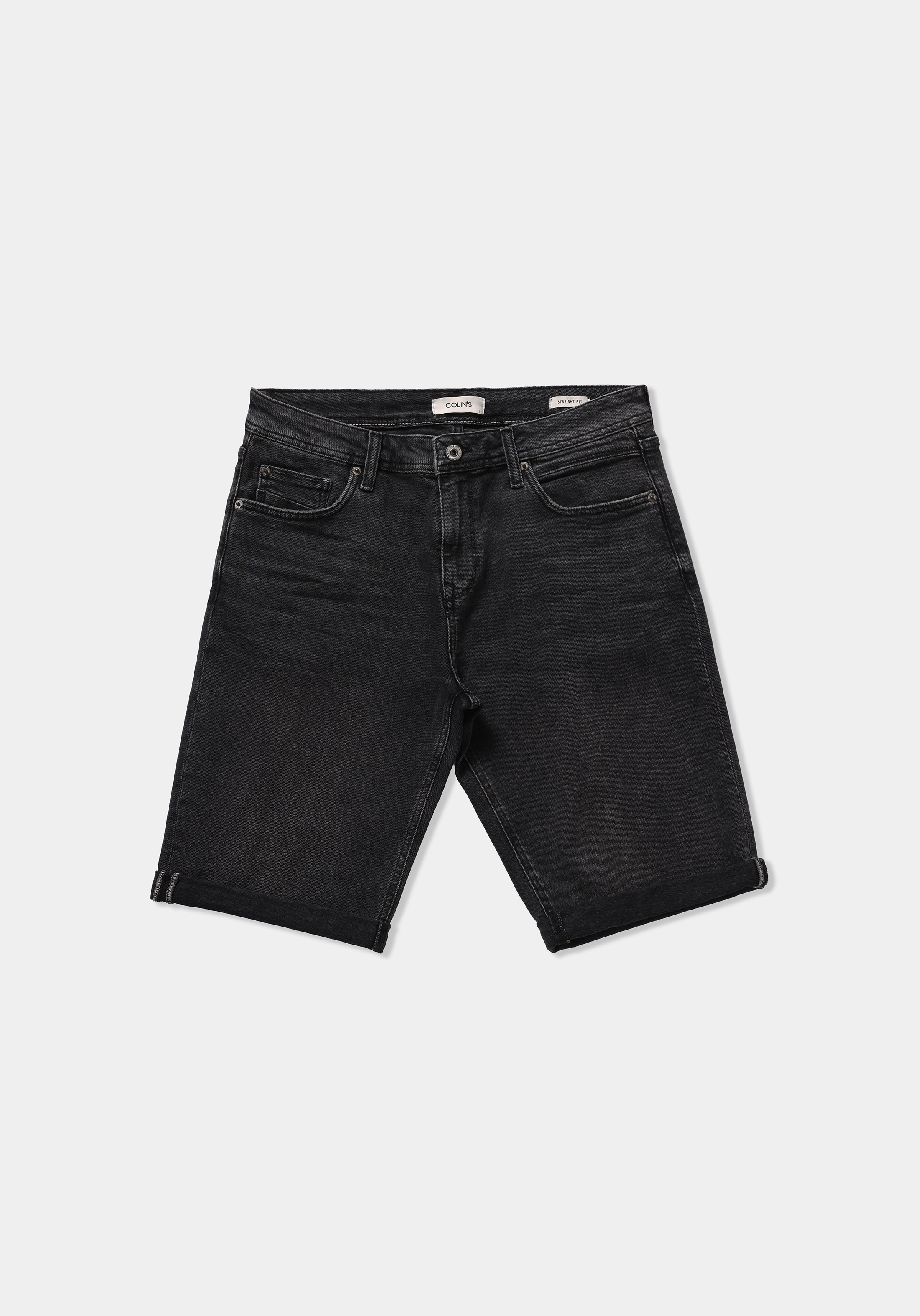 Straight Fit Düşük Bel Düz Erkek Black Denim Jean Şort