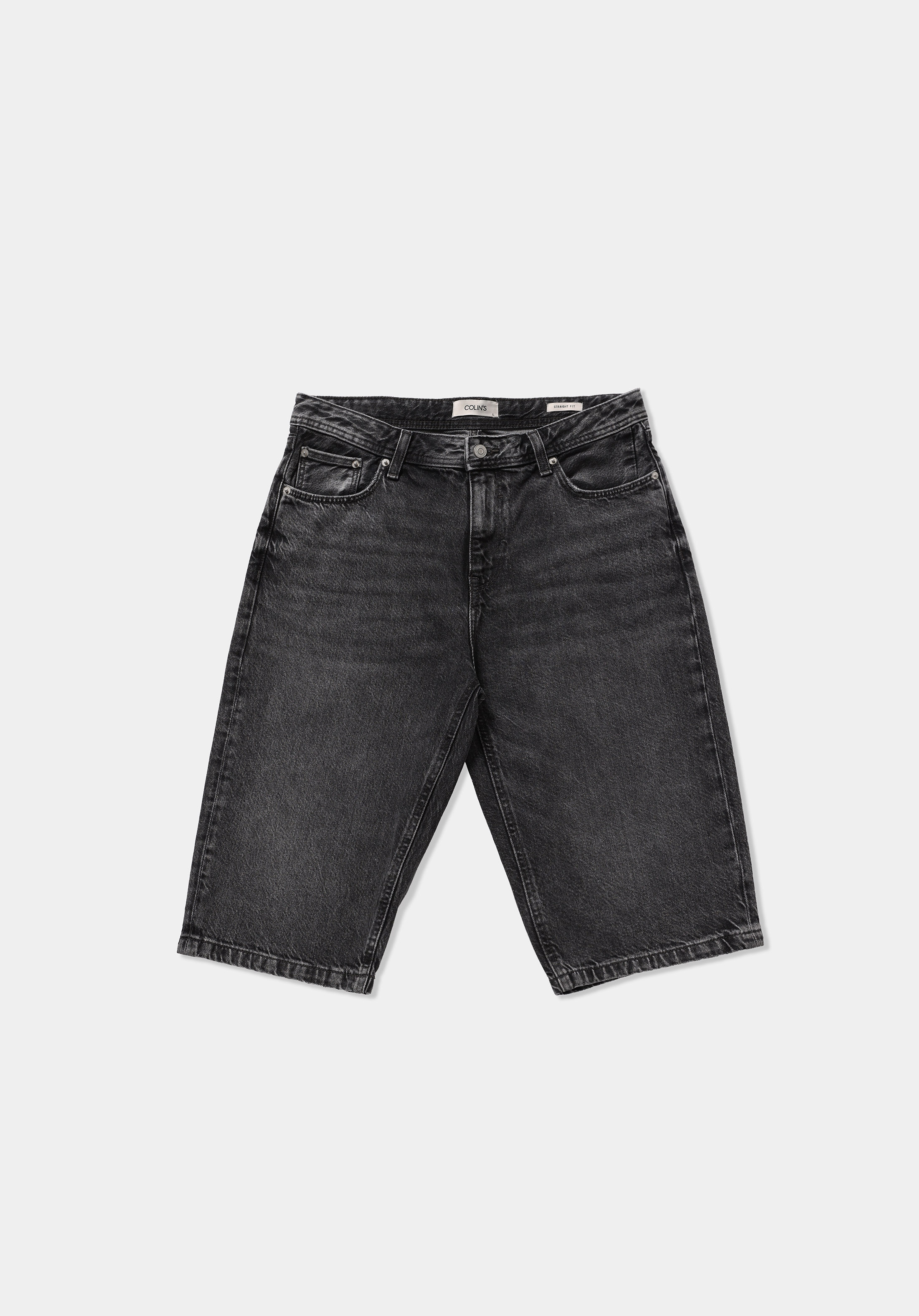 Straight Fit Orta Bel Düz Erkek Black Denim Jean Şort