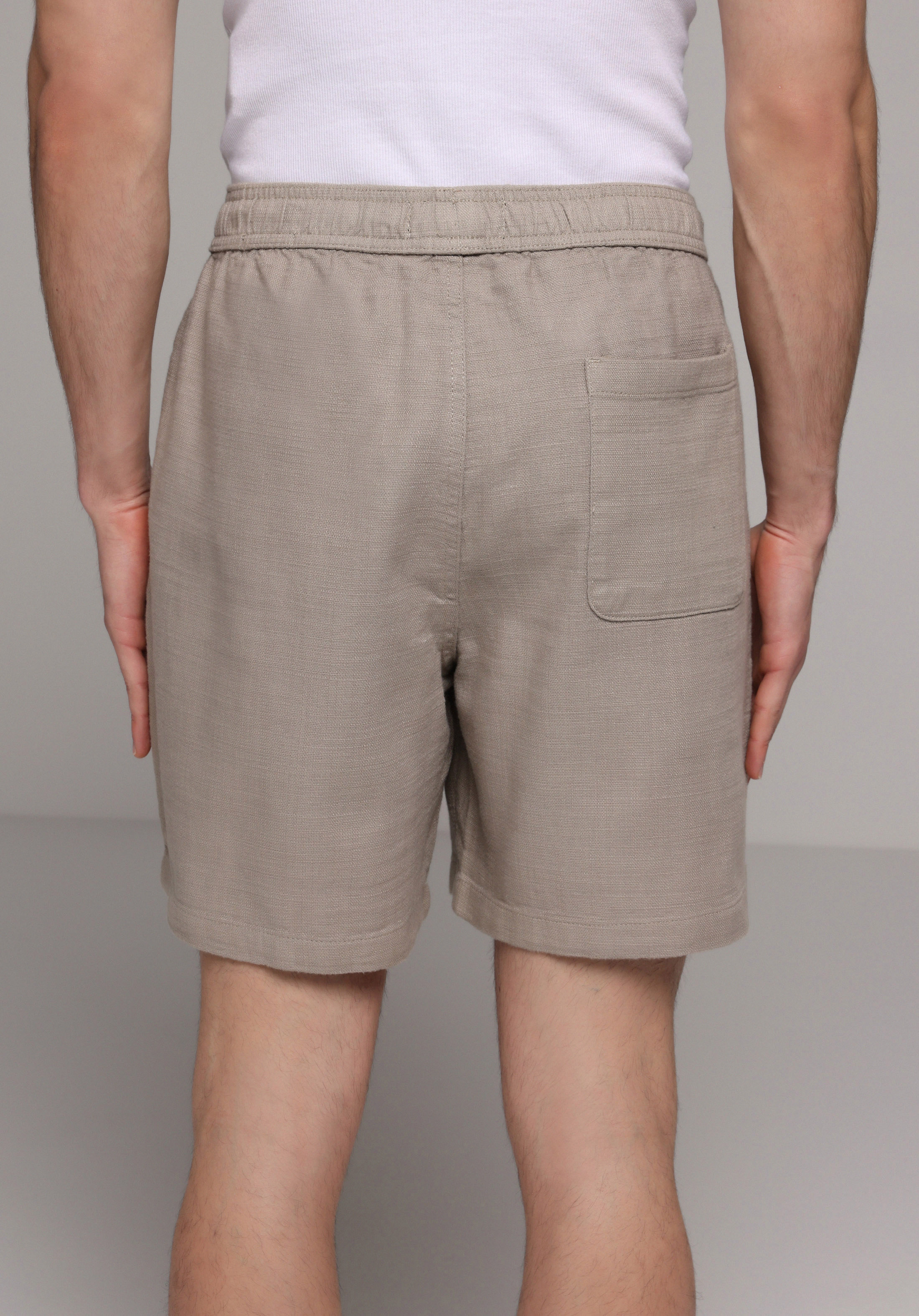 Relaxed Fit Orta Bel Düz Erkek Bej Şort