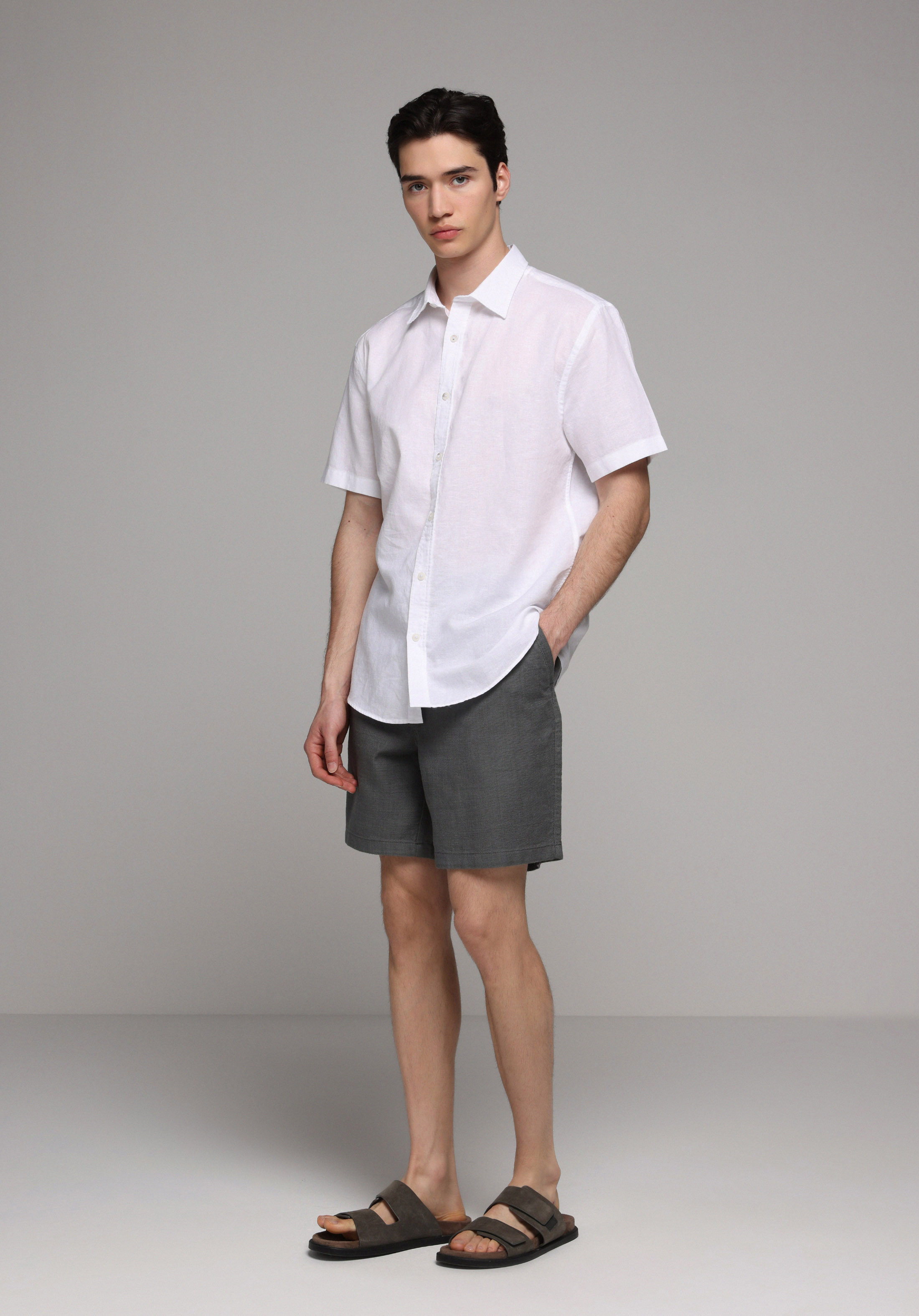 Relaxed Fit Orta Bel Düz Erkek Yeşil Şort