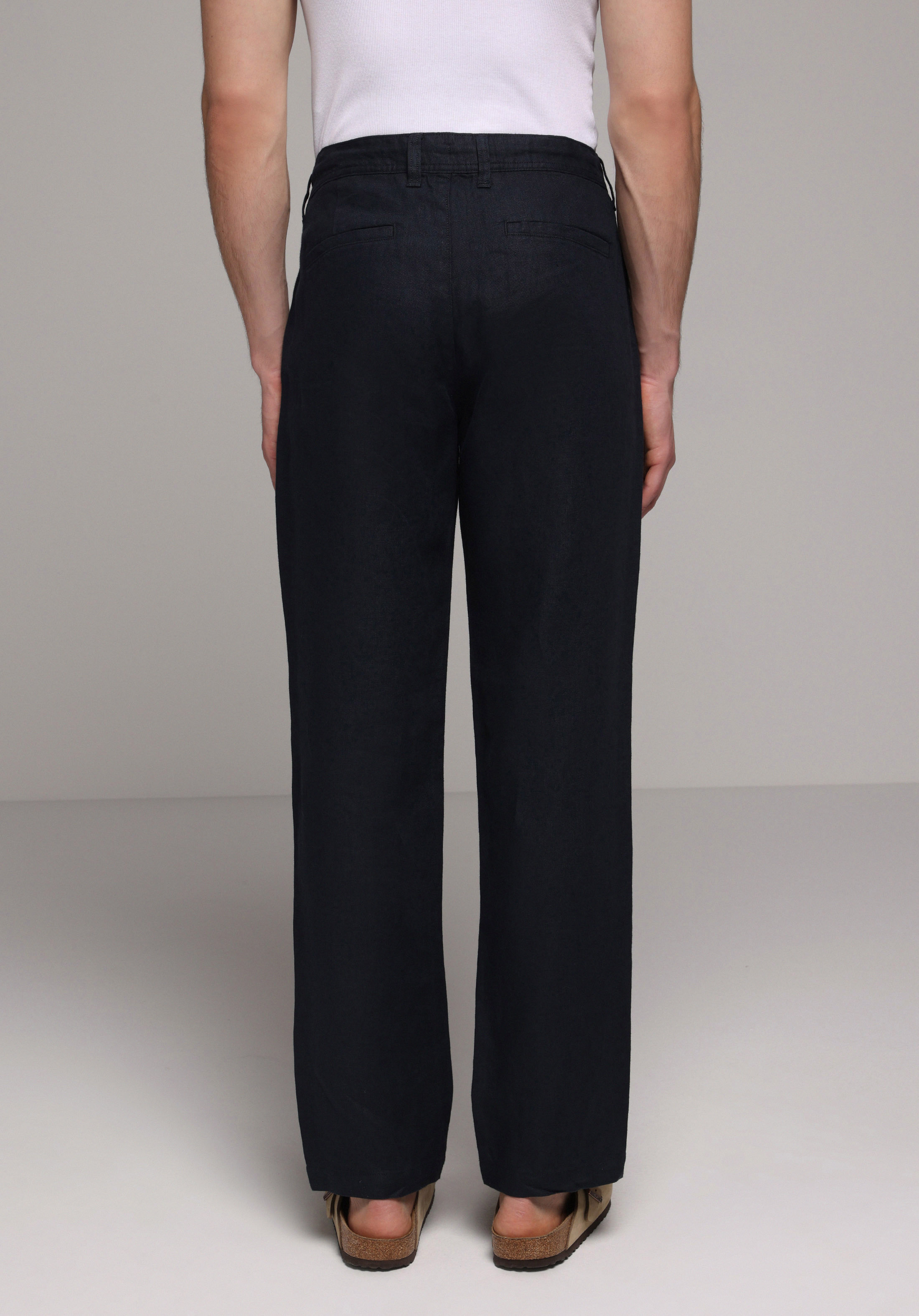 Regular Fit Orta Bel Düz Paça Erkek Lacivert  Pantolon