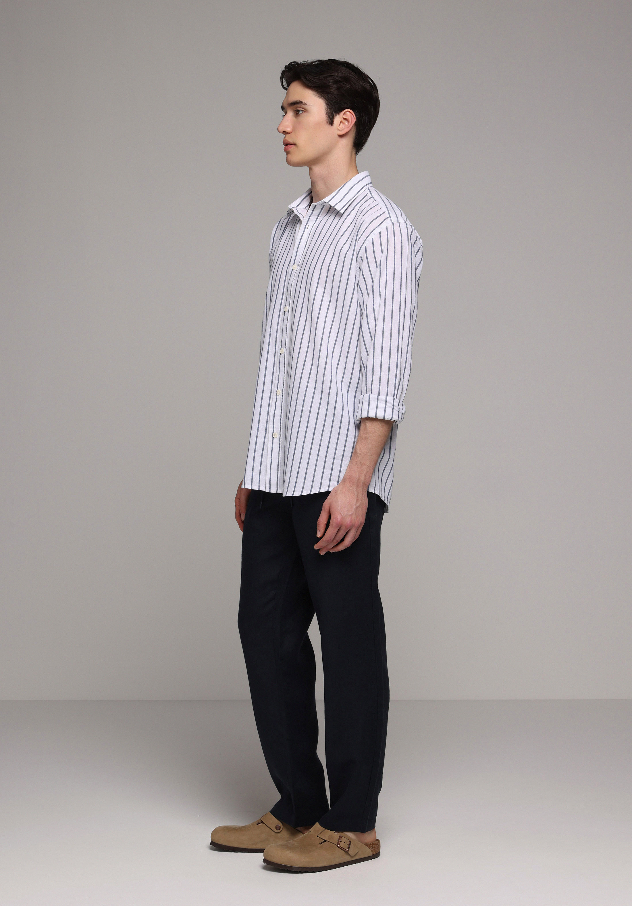 Regular Fit Orta Bel Düz Paça Erkek Lacivert  Pantolon