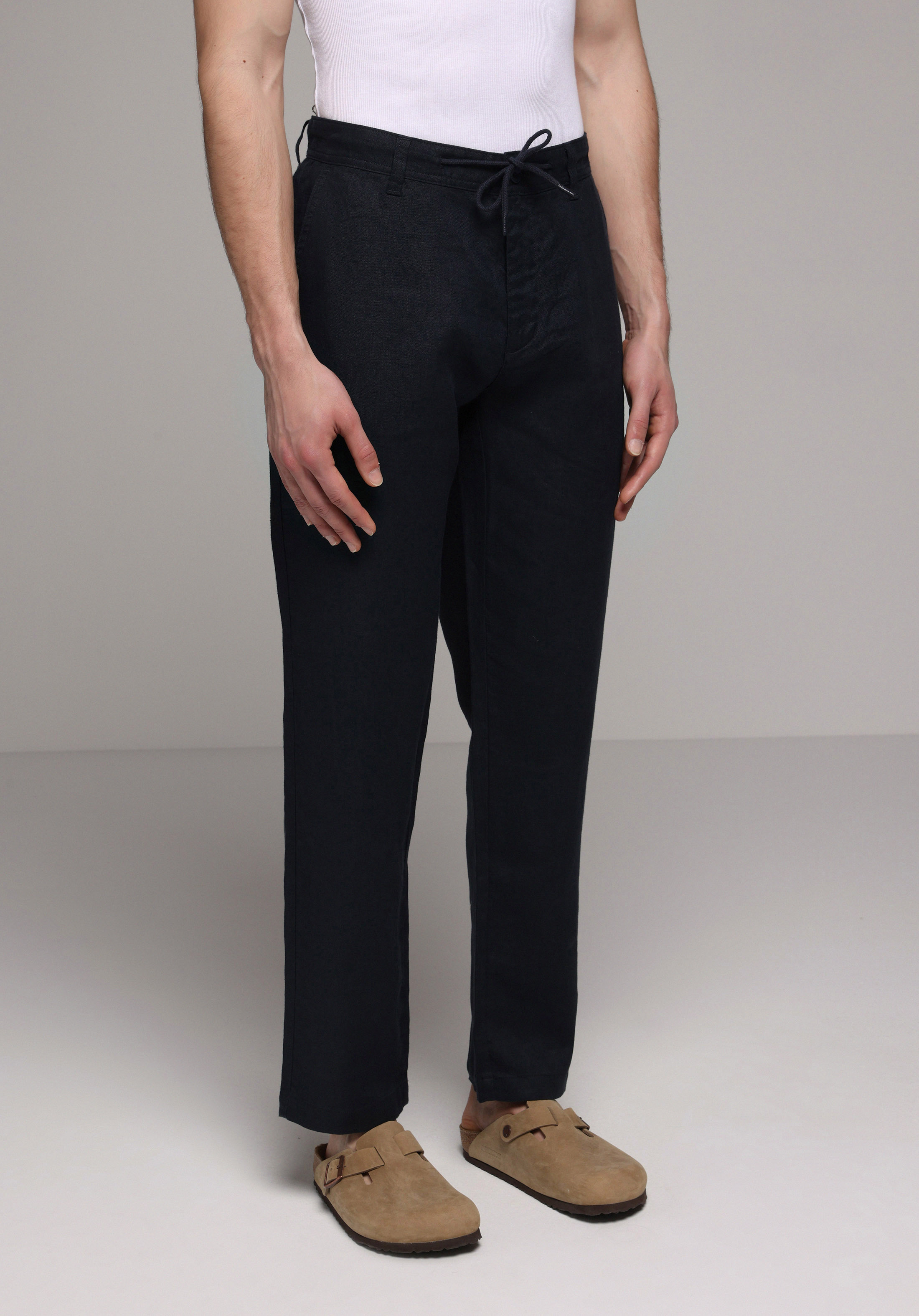 Regular Fit Orta Bel Düz Paça Erkek Lacivert  Pantolon