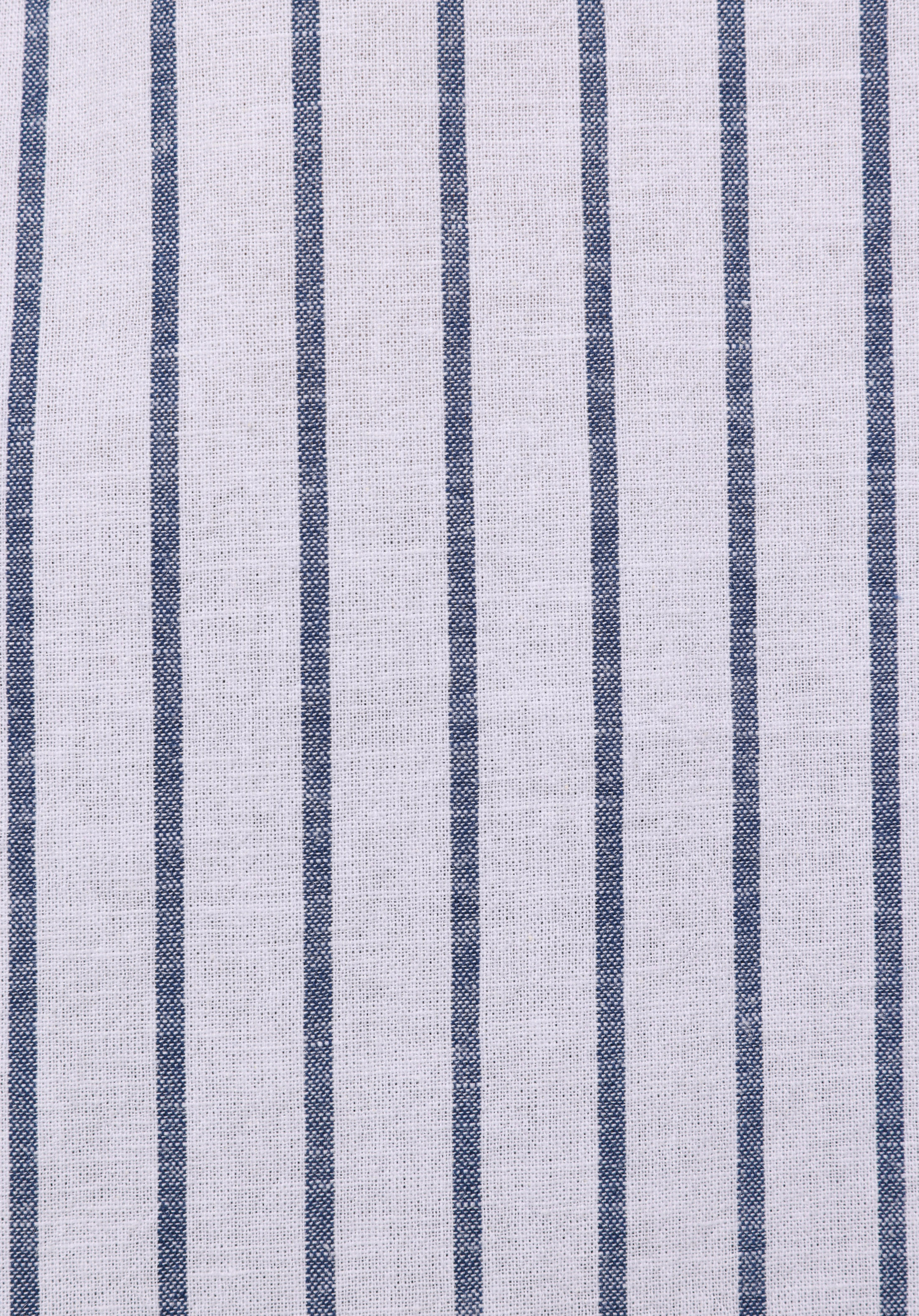 Regular Fit Shirt Neck Çizgili Erkek Lacivert Uzun Kol Gömlek