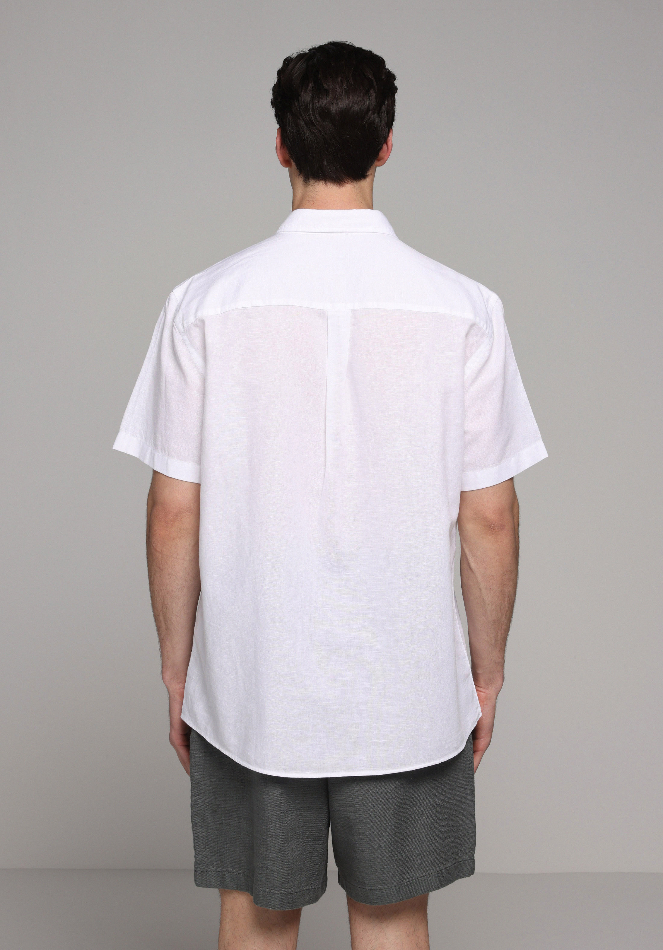 Regular Fit Shirt Neck Düz Erkek Beyaz Uzun Kol Gömlek