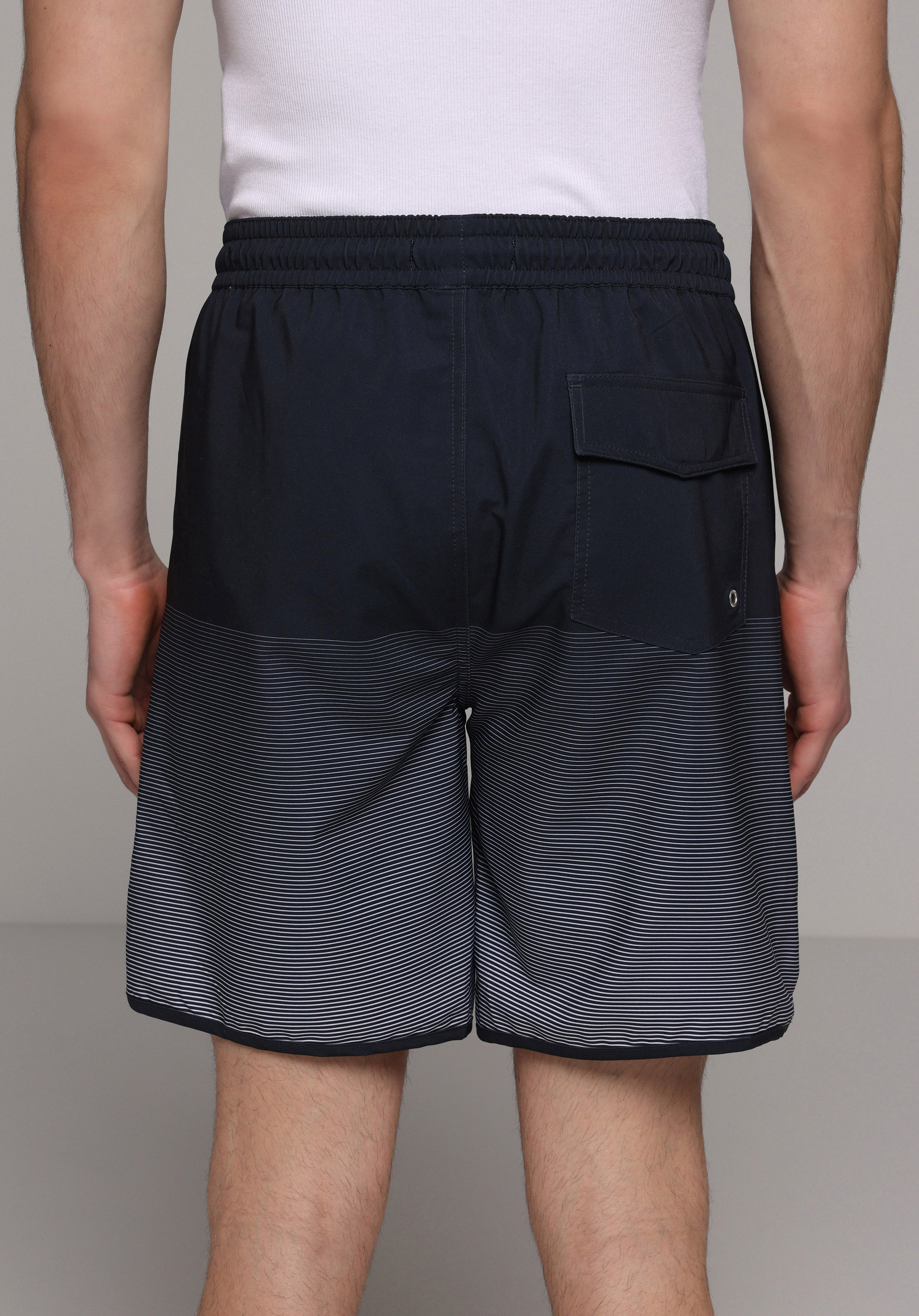 Slim Fit Baskılı Erkek Lacivert Deniz Şortu