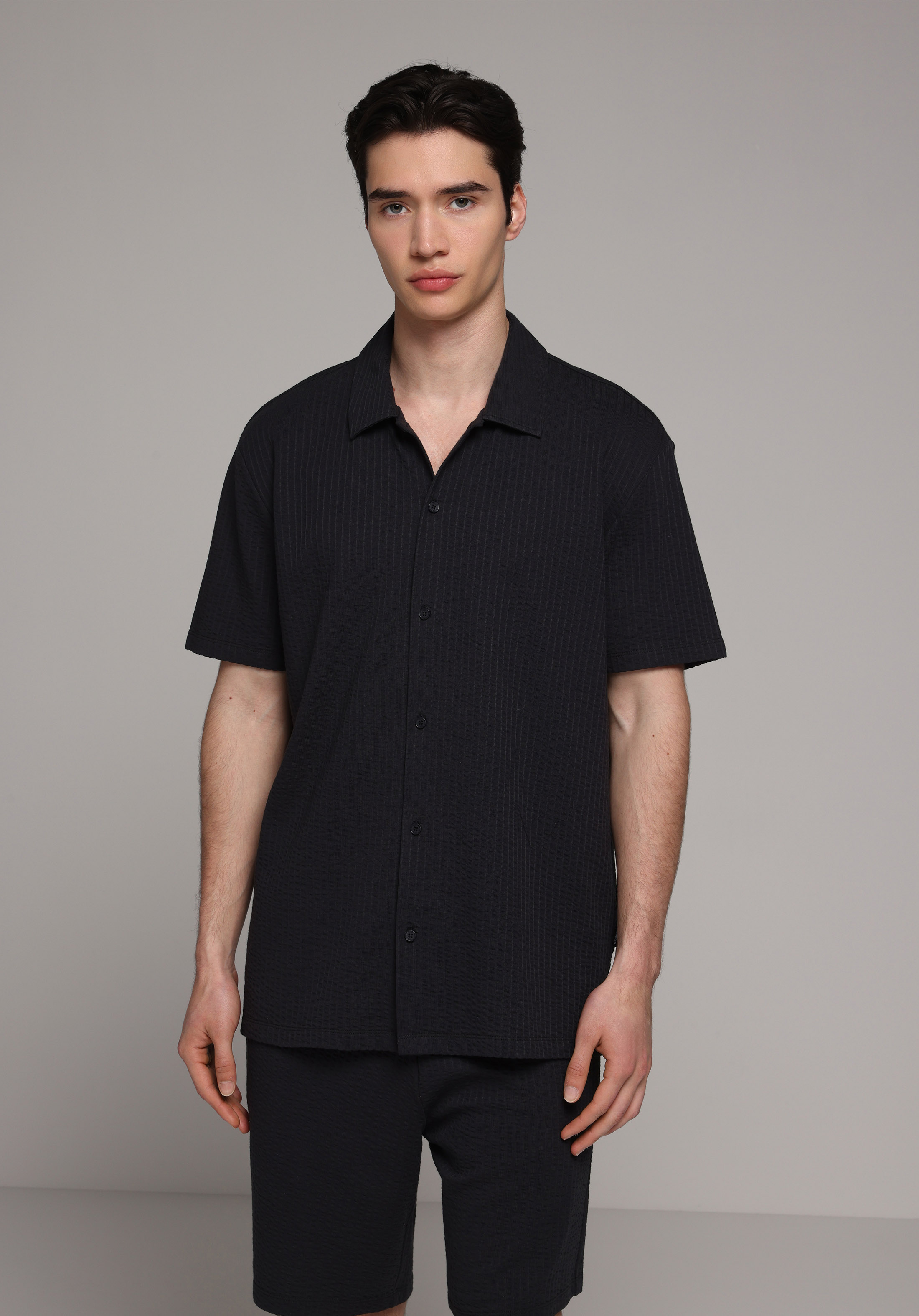 Regular Fit Polo Yaka Düz Erkek Lacivert Kısa Kol Tişört
