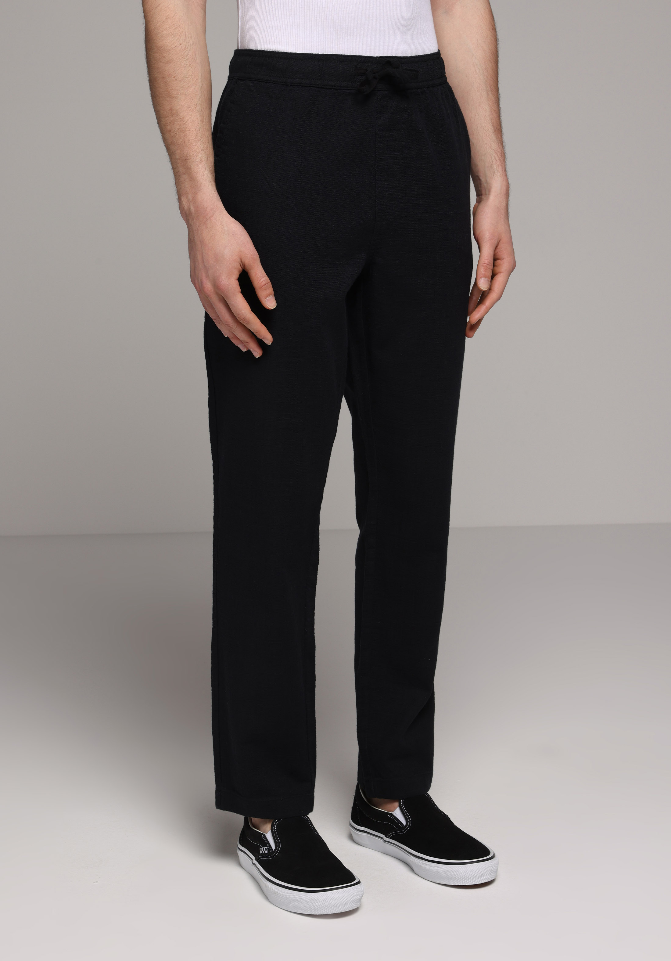 Regular Fit Orta Bel Düz Paça Erkek Siyah  Pantolon