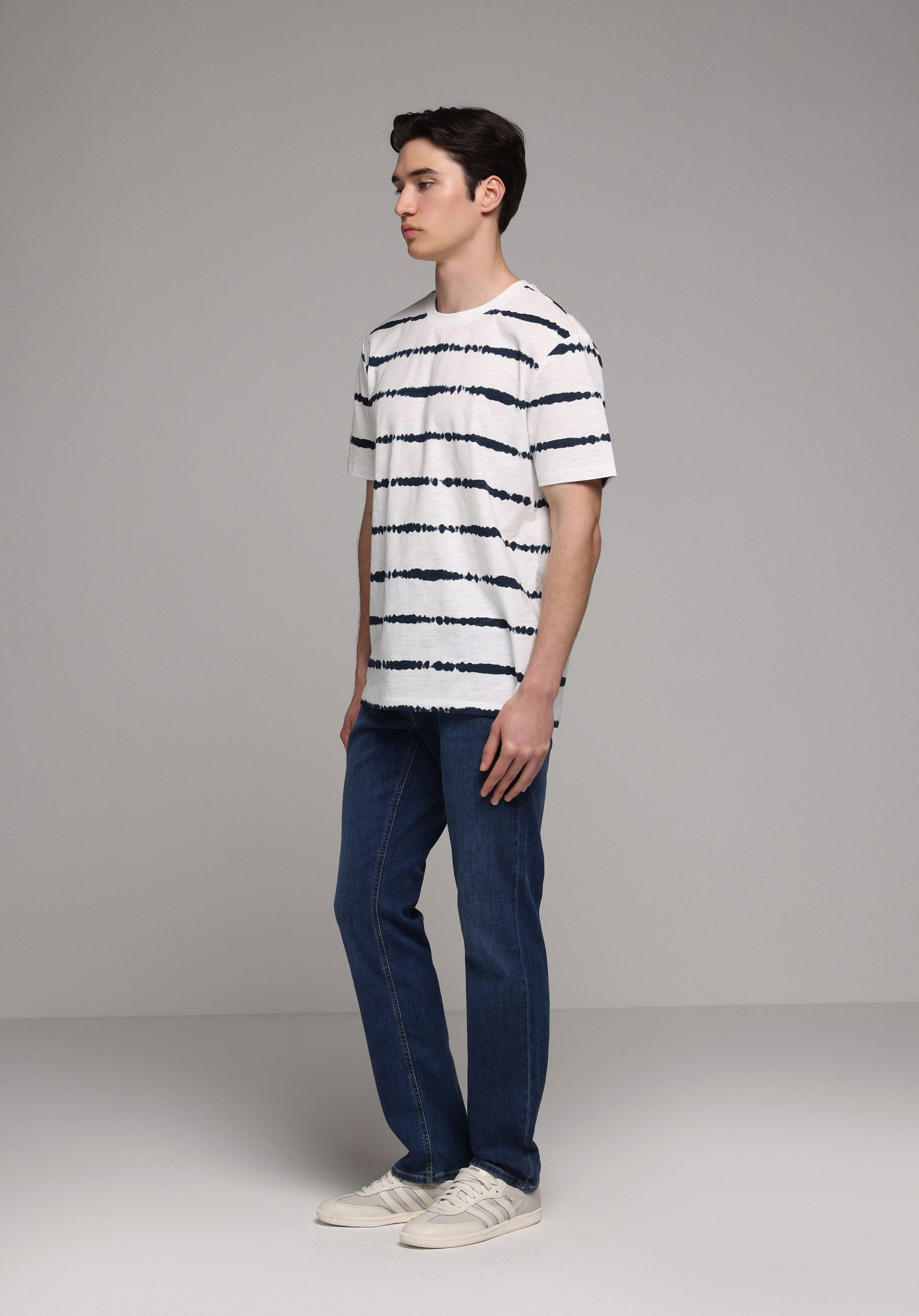 Straight Fit   Erkek Mid İndigo Denim Jean Pantolon