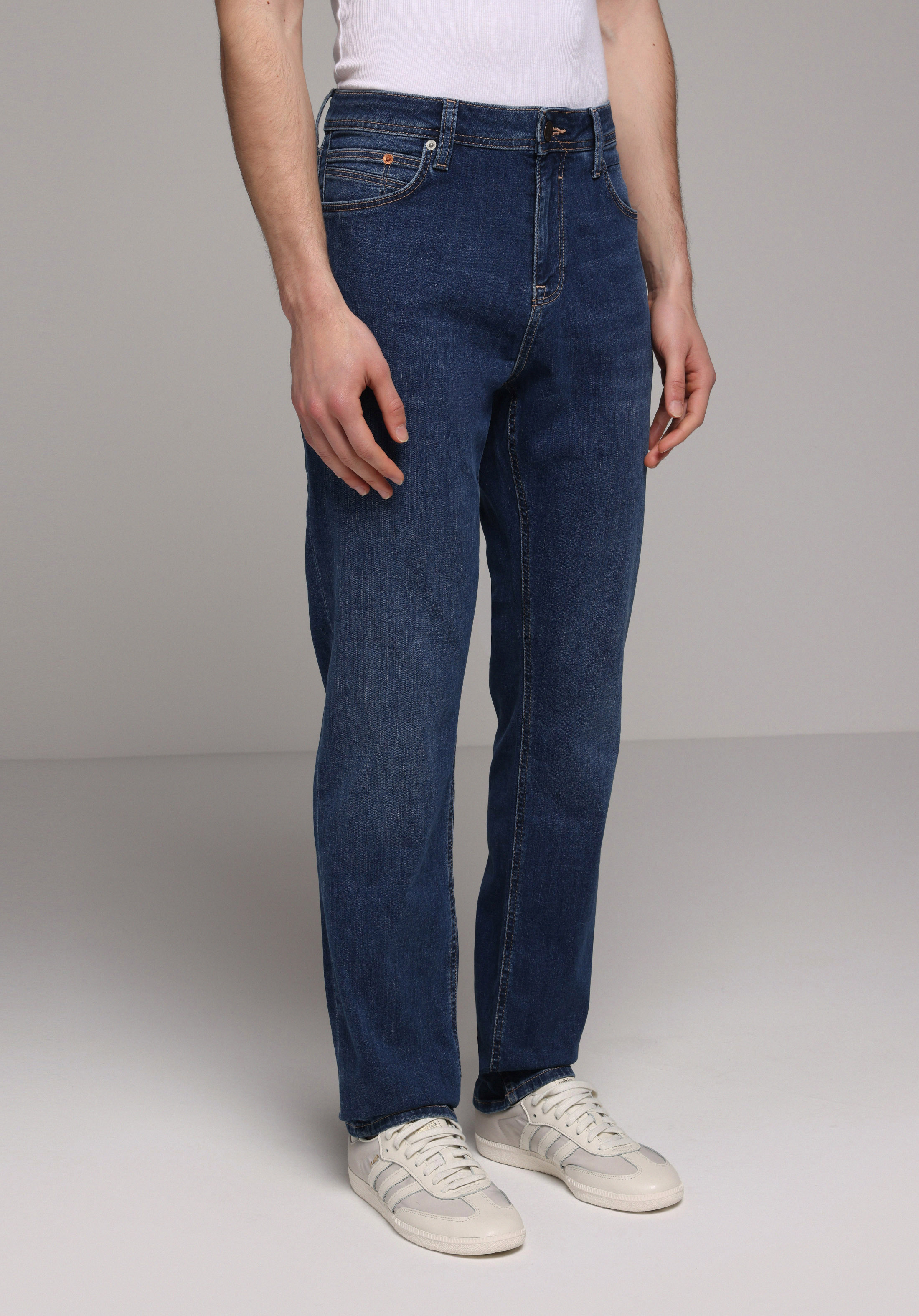 Straight Fit   Erkek Mid İndigo Denim Jean Pantolon