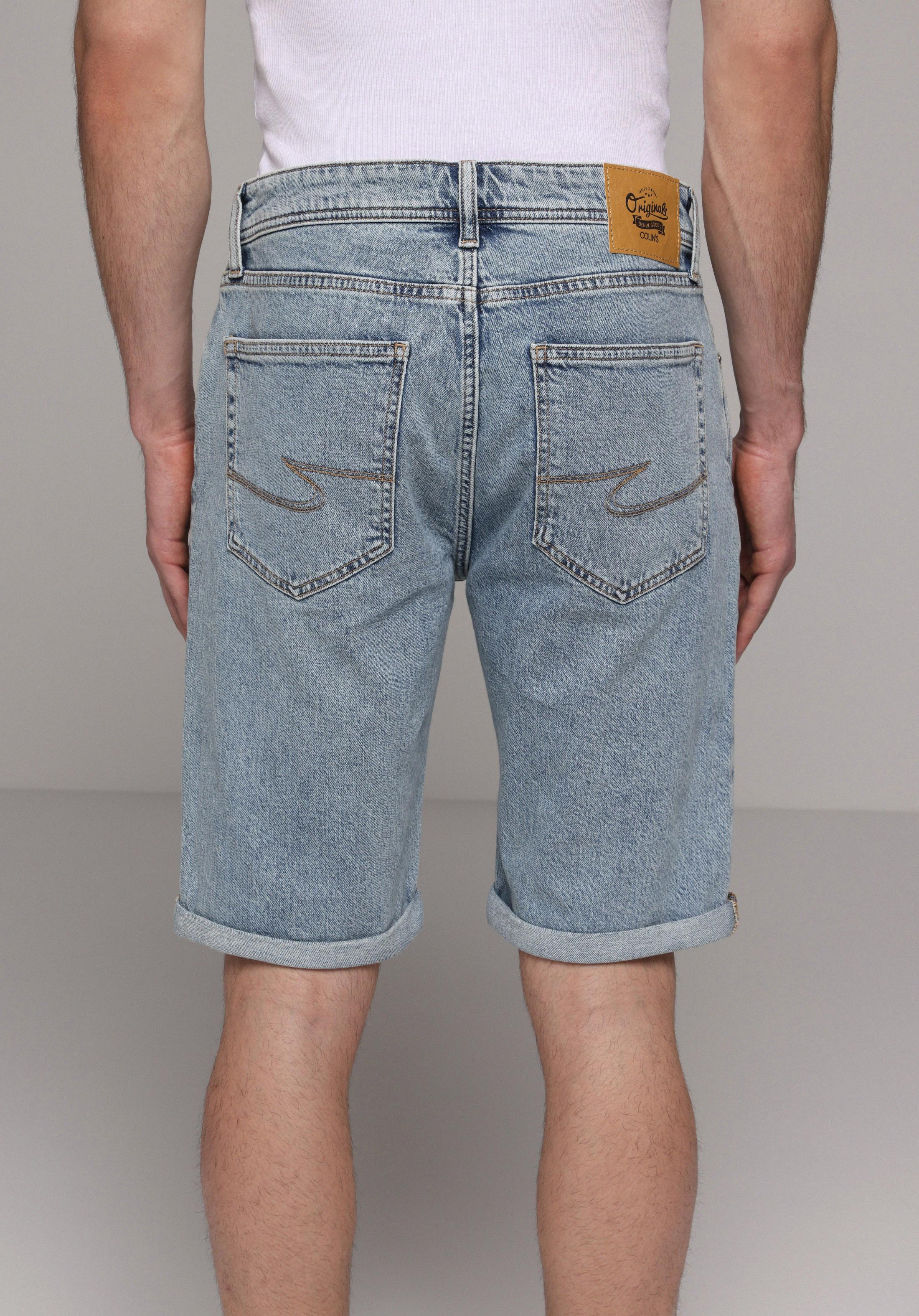 Straight Fit Orta Bel Düz Erkek Light İndigo Denim Jean Şort