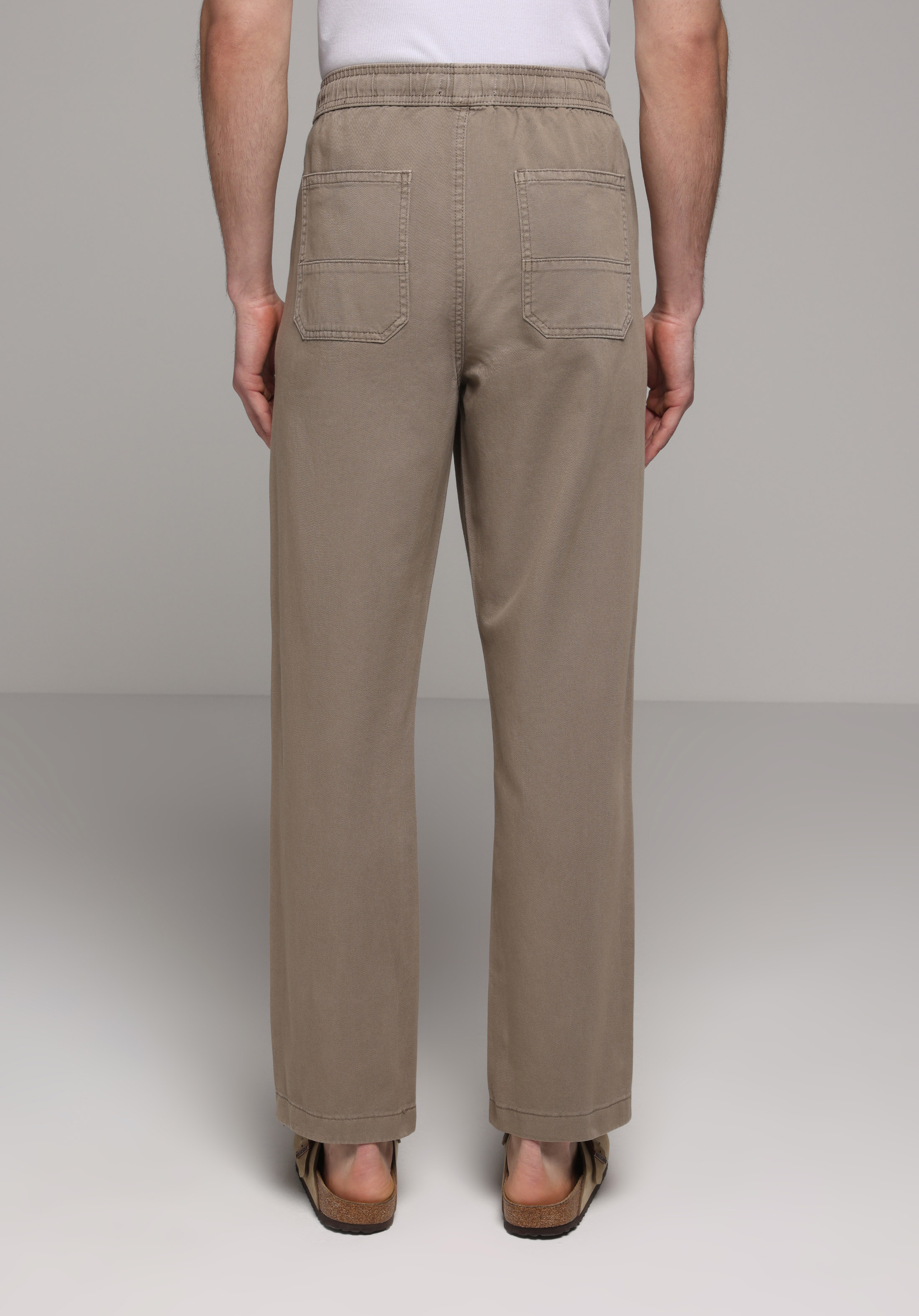 Regular Fit Orta Bel Düz Paça Erkek Bej  Pantolon