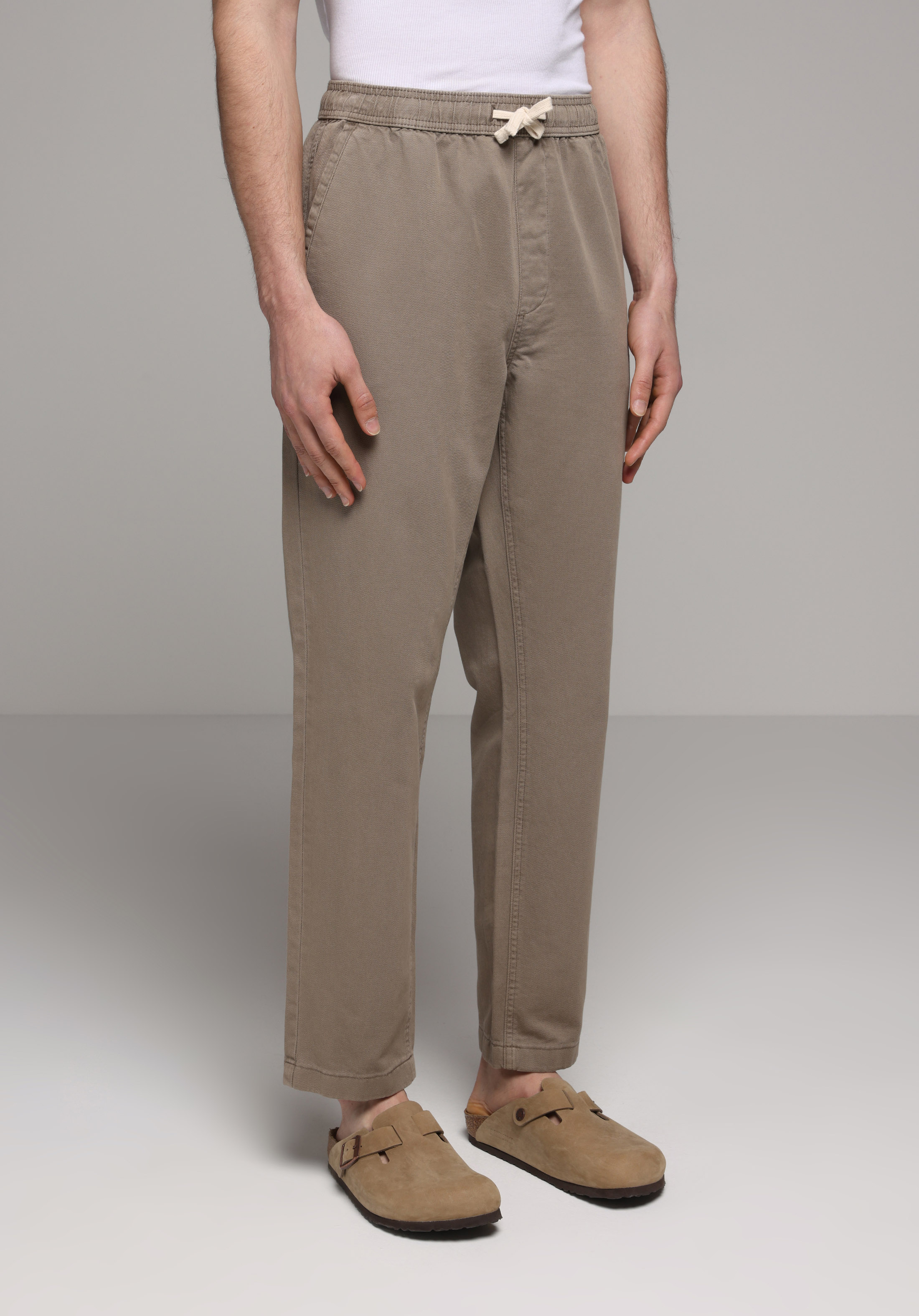 Regular Fit Orta Bel Düz Paça Erkek Bej  Pantolon