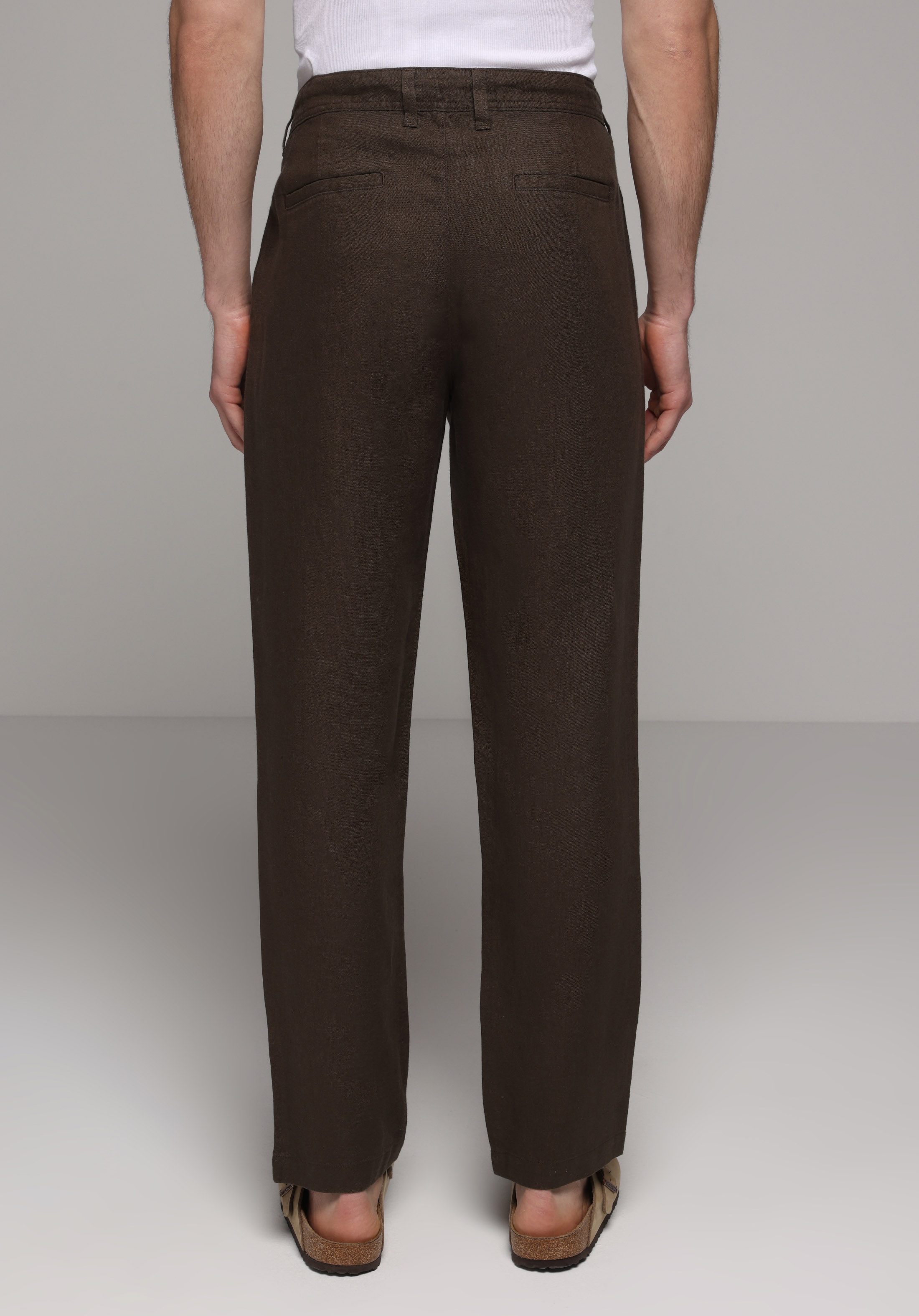 Regular Fit Orta Bel Düz Paça Erkek Kahverengi  Pantolon