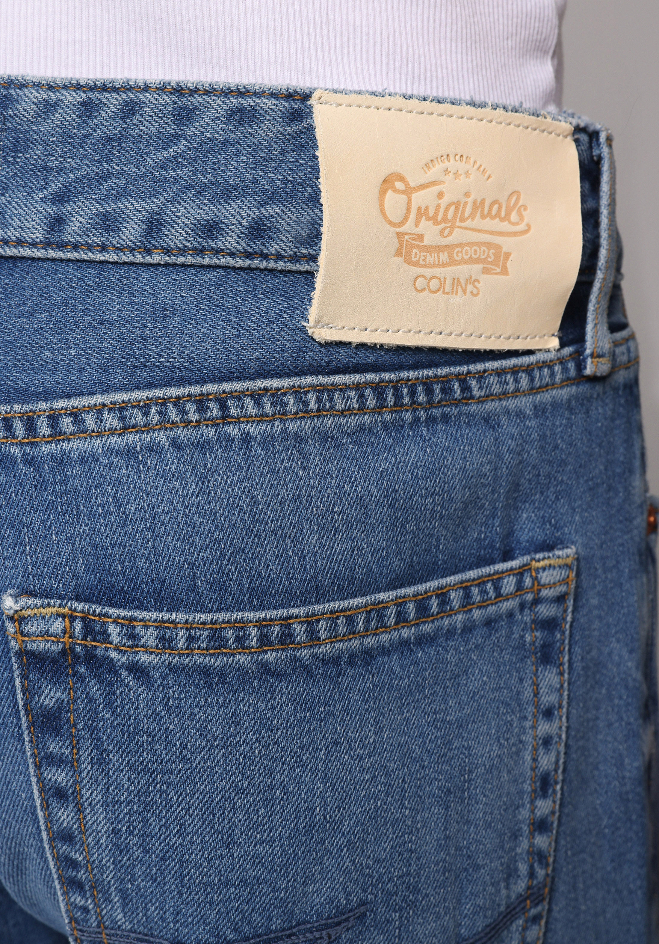 Regular Fit   Erkek Mid İndigo Denim Jean Pantolon