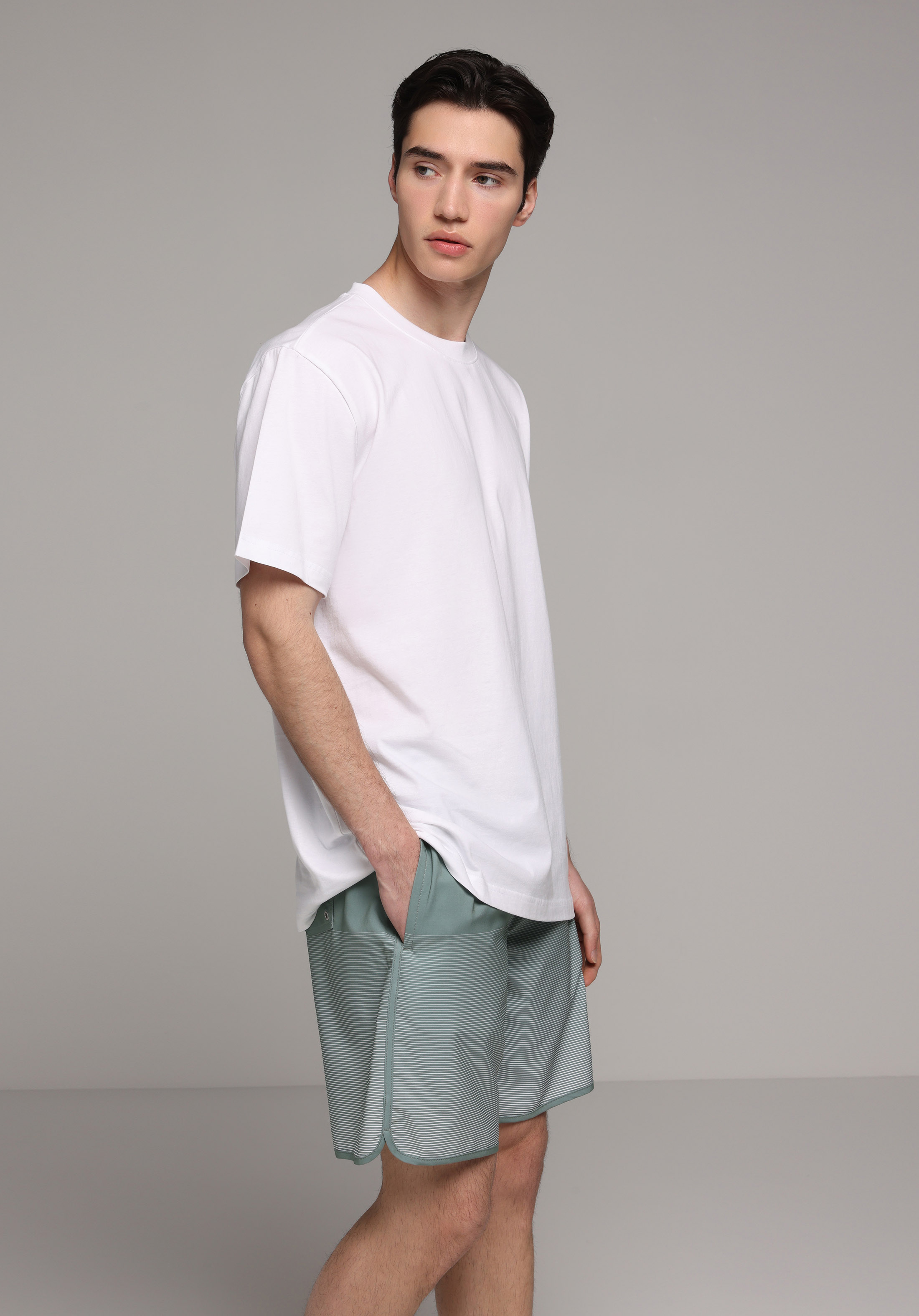Slim Fit Baskılı Erkek Yeşil Deniz Şortu