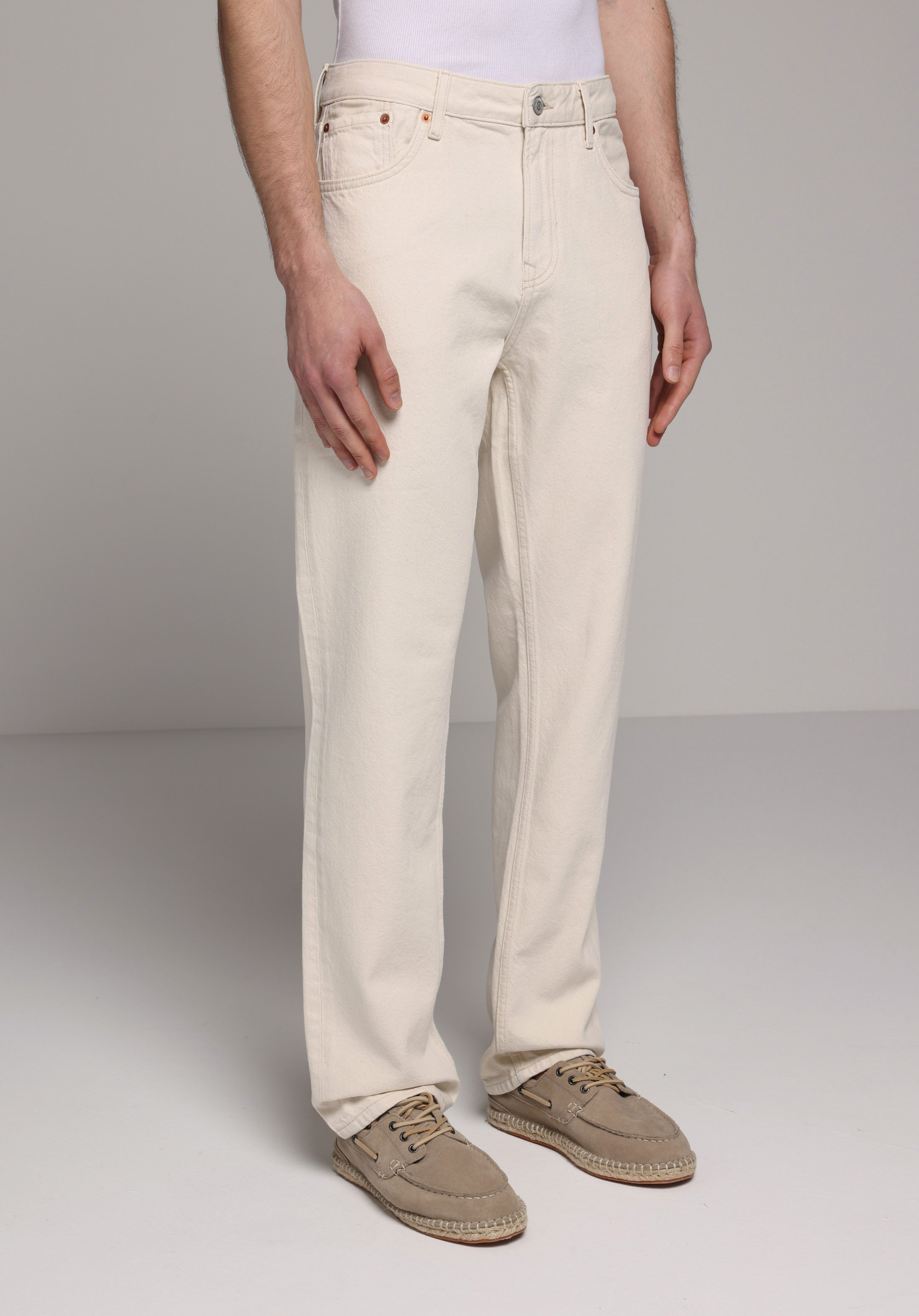 Regular Fit   Erkek Ecru Denim Jean Pantolon