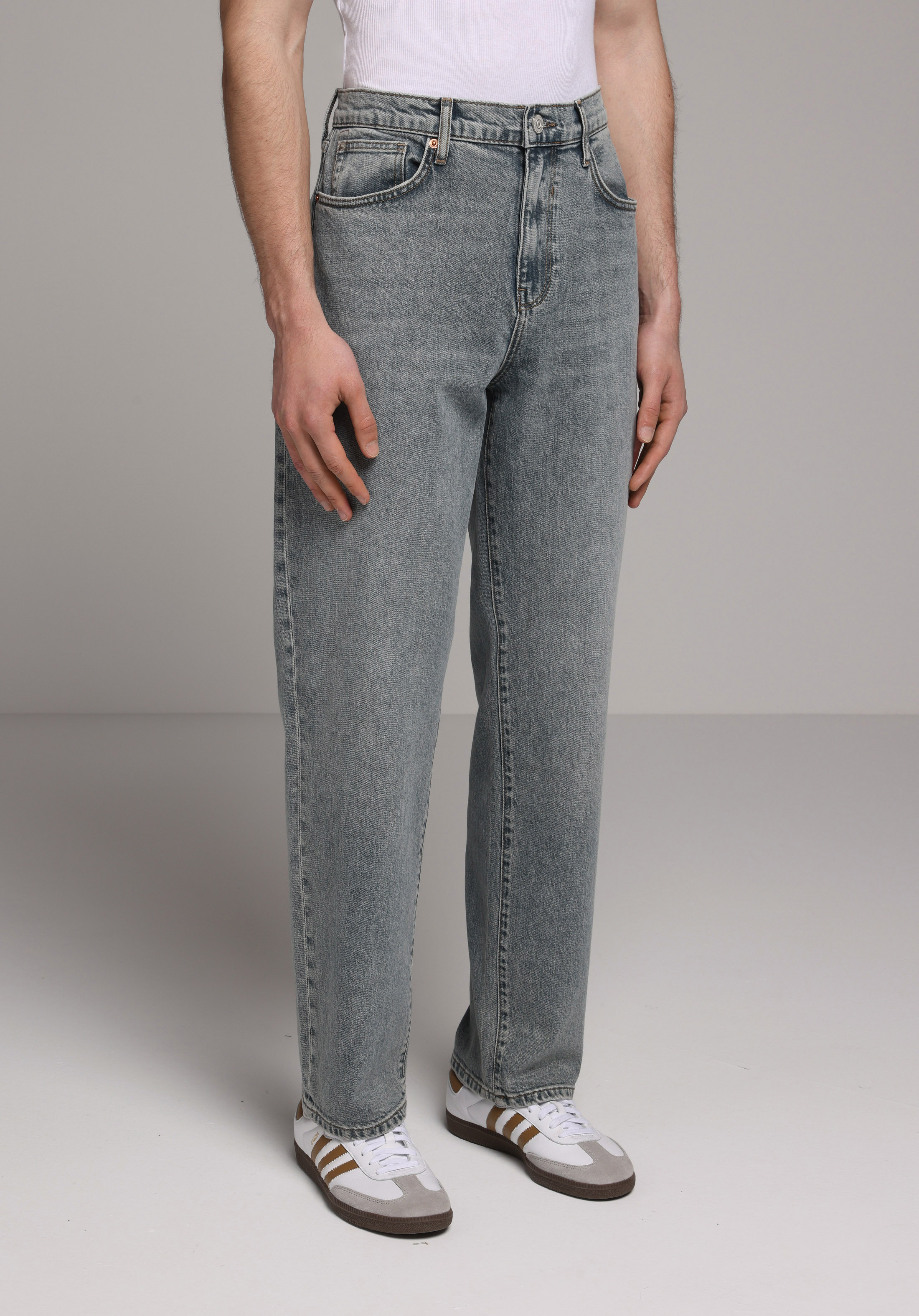 Loose Relaxed Fit   Erkek Green Cast Denim Jean Pantolon