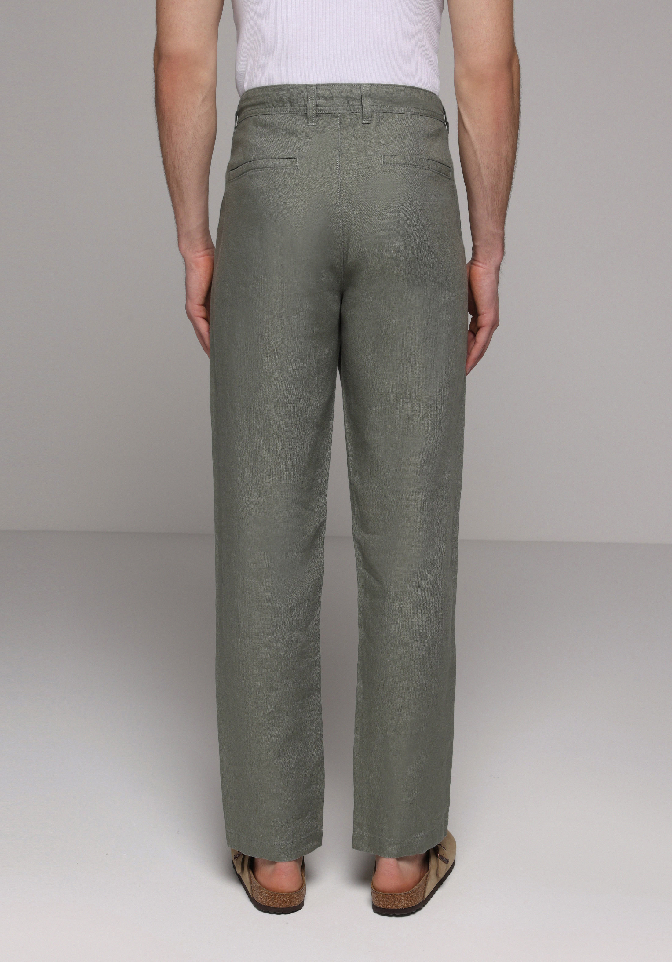 Regular Fit Orta Bel Düz Paça Erkek Yeşil  Pantolon