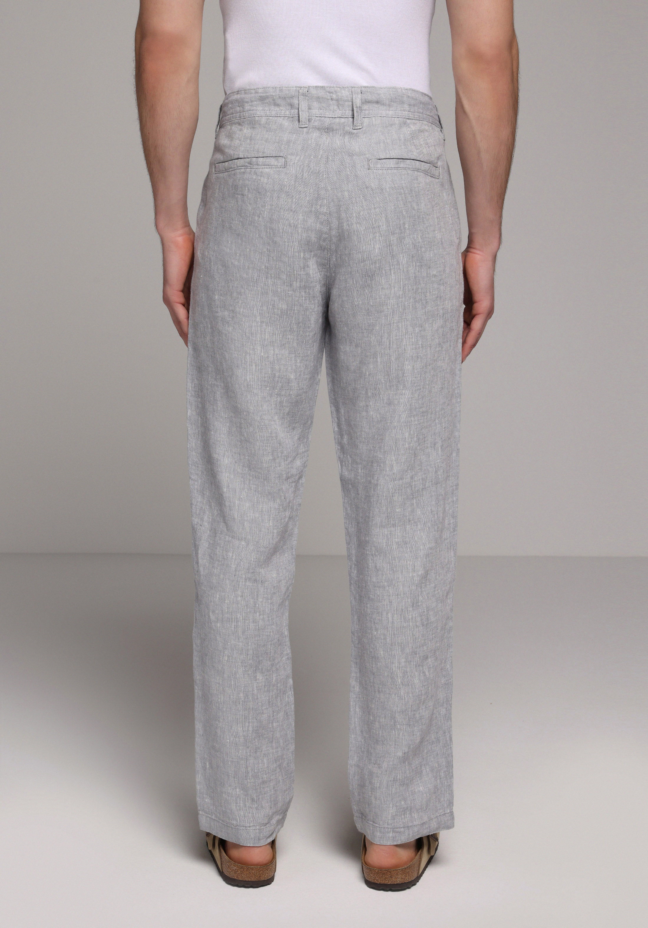 Regular Fit Orta Bel Düz Paça Erkek Gri  Pantolon
