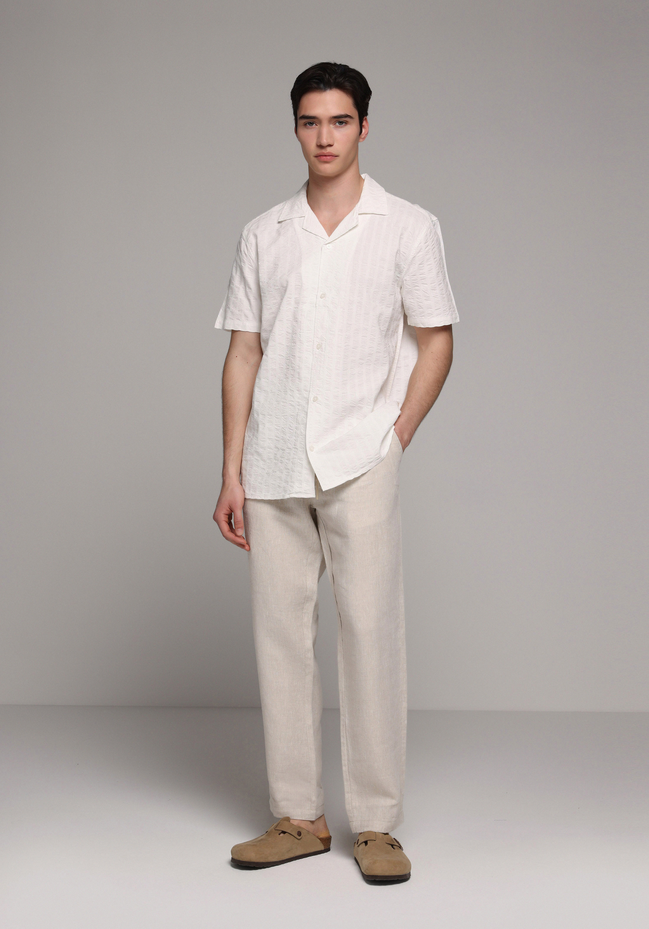 Regular Fit Orta Bel Düz Paça Erkek Taş  Pantolon